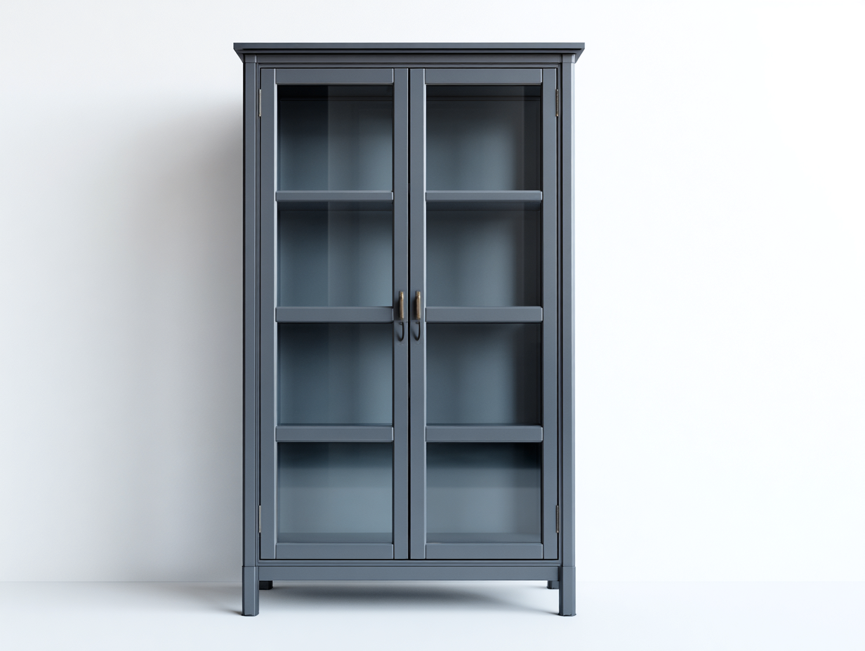 Vitrina 90x40x180 cm madera MDF gris oscuro con puertas de vidrio - diseño moderno con 2 puertas-Litalihaus