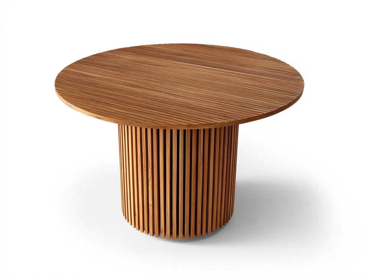 Mesas de jardín mesa redonda de madera 120x120x75 cm - color natural - diseño moderno-Litalihaus