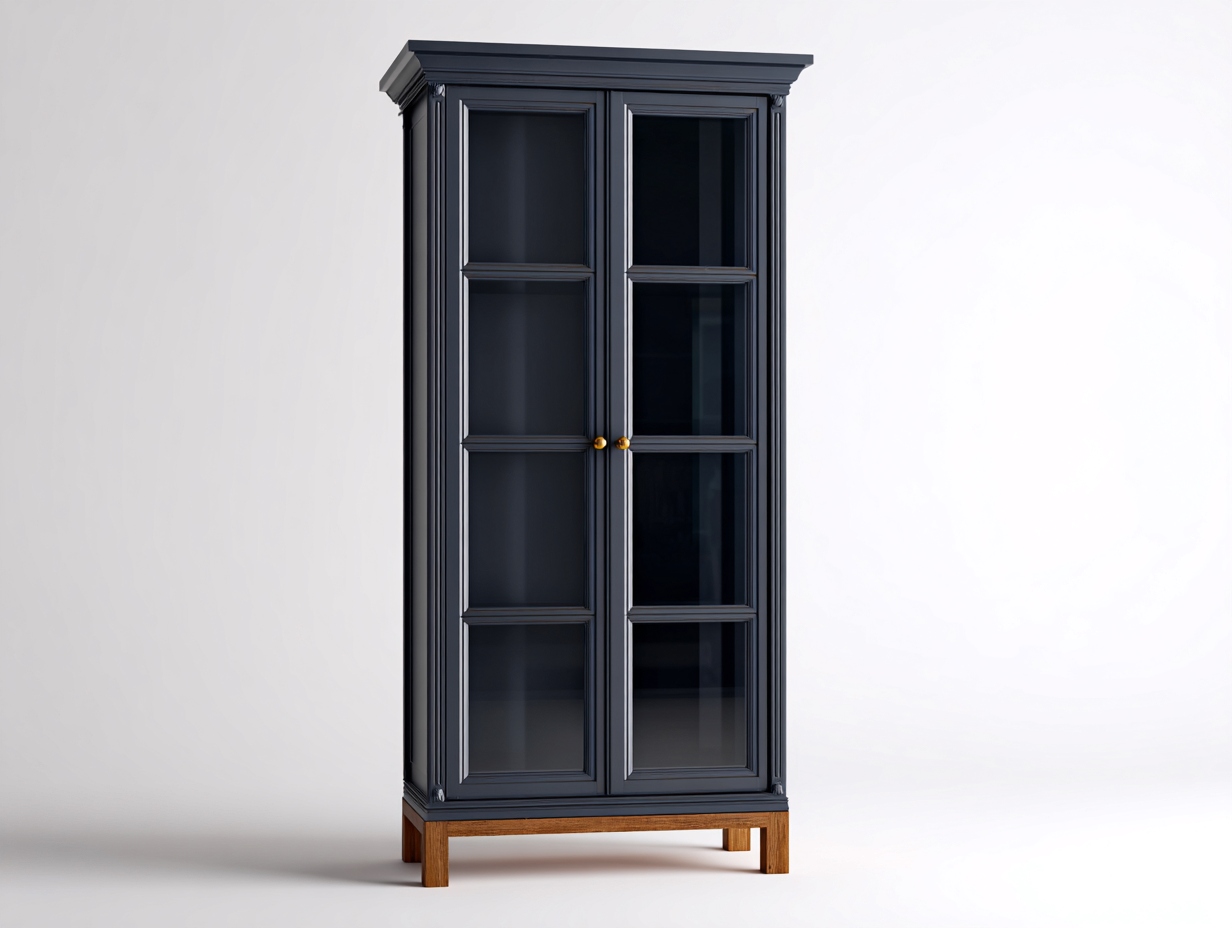 Vitrina madera 80x40x180 cm gris oscuro almacenamiento salón estilo clásico-Litalihaus