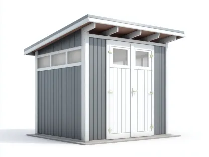 Casetas de jardín caseta de madera con puertas dobles y ventanas 200x150x210 cm - gris-blanco - diseño moderno-Litalihaus