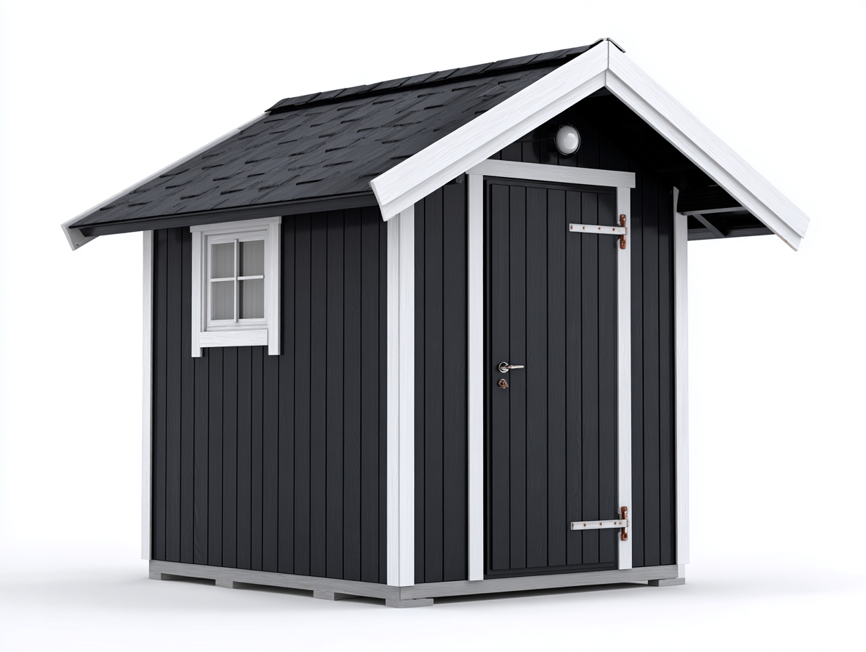 Casetas de jardín madera con puerta y ventana 180x150x200 cm - negro-blanco - diseño moderno para jardín-Litalihaus