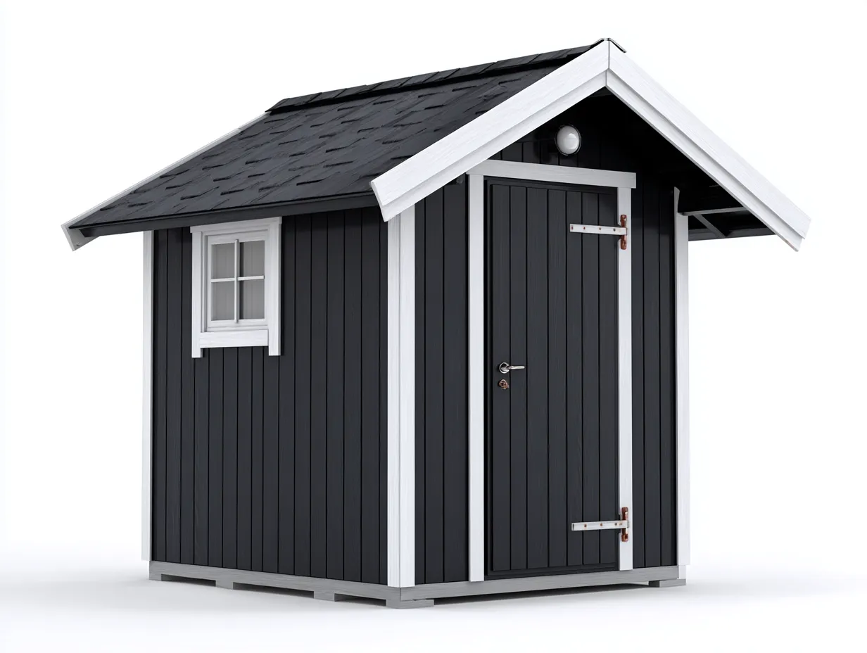 Casetas de jardín madera con puerta y ventana 180x150x200 cm - negro-blanco - diseño moderno para jardín-Litalihaus
