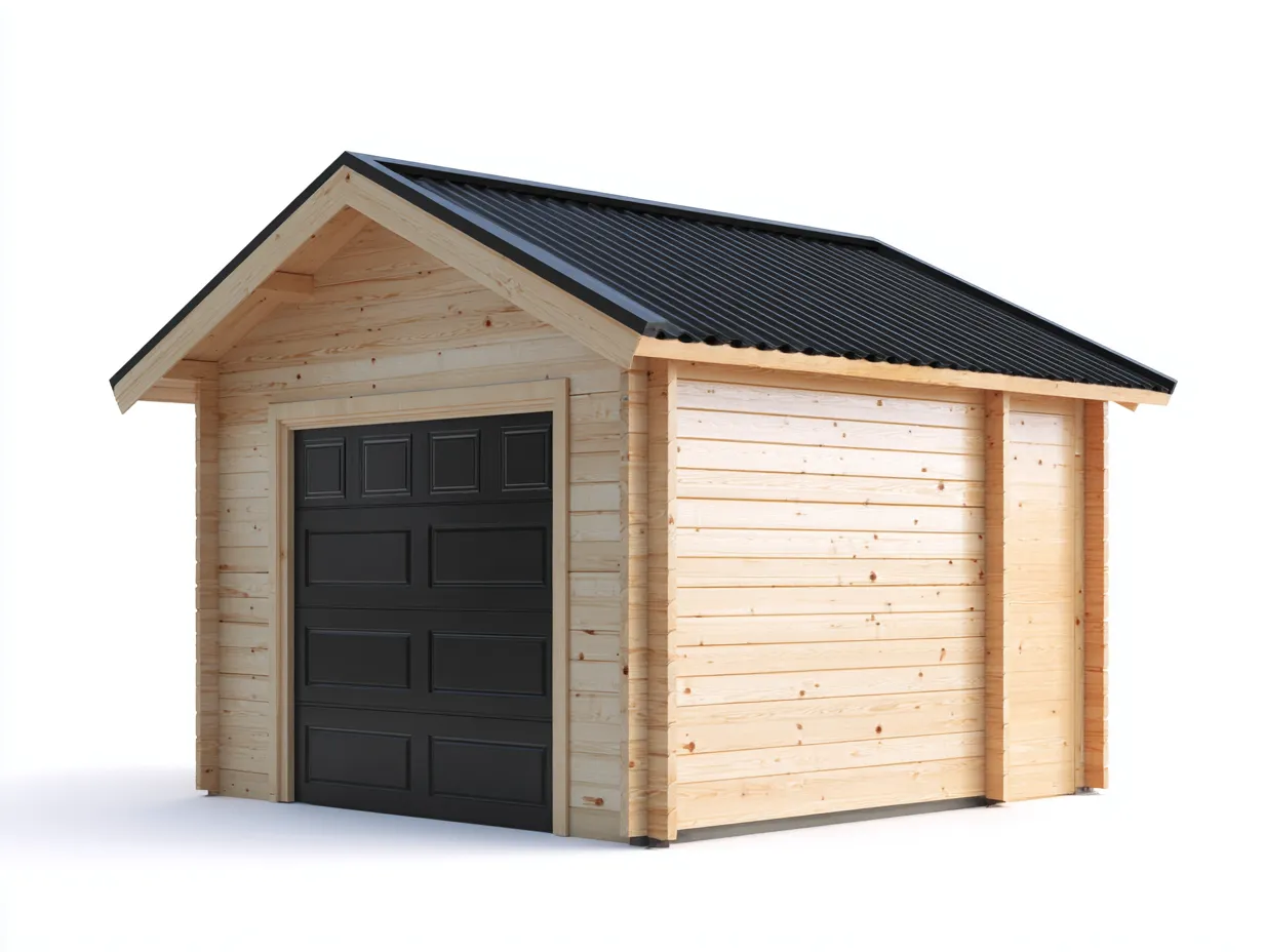 Casetas de jardín madera 300x300x240 cm natural-negro almacenamiento exterior diseño moderno-Litalihaus