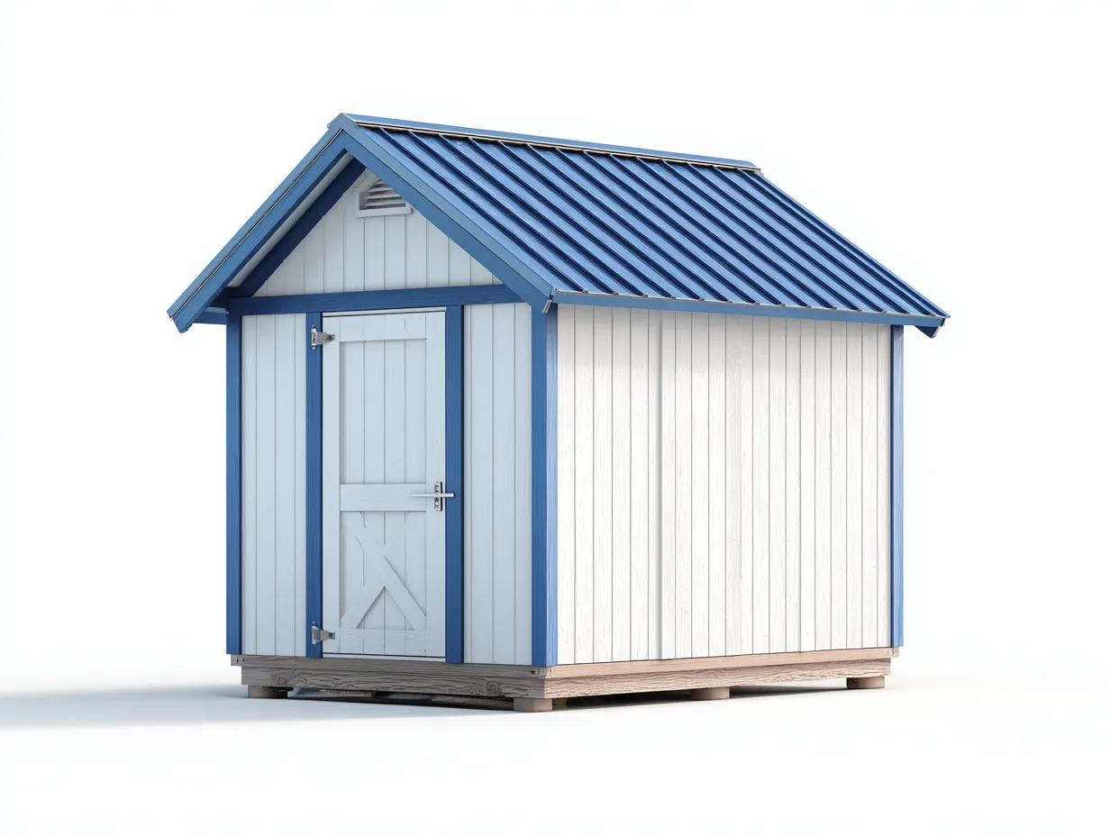 Casetas de jardín madera 180x120x190 cm color blanco y azul diseño moderno para exterior-Litalihaus