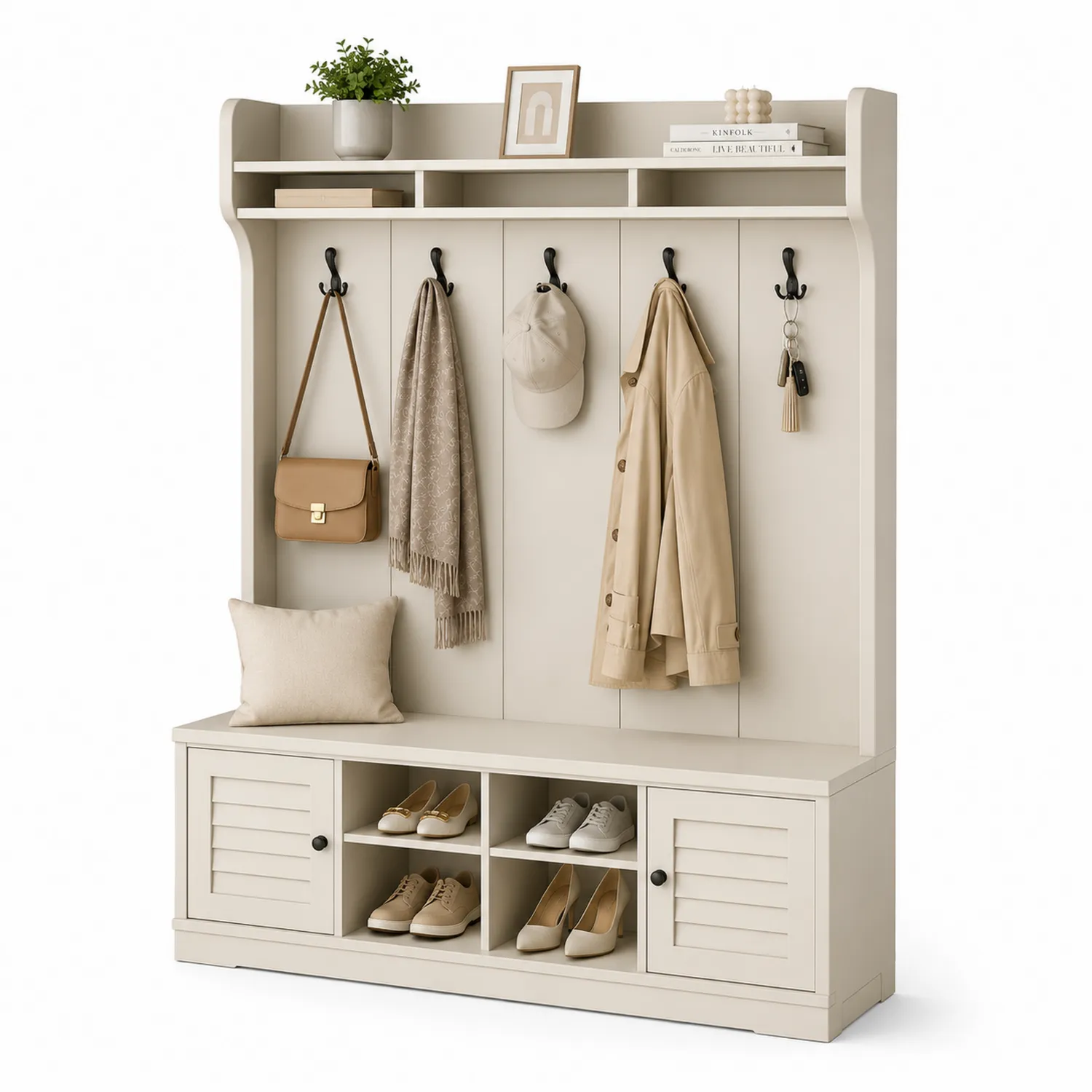 Szafka na ubrania z półkami z płyty MDF i miejscem na buty Beżowy 180x120x30cm-Arzenorae