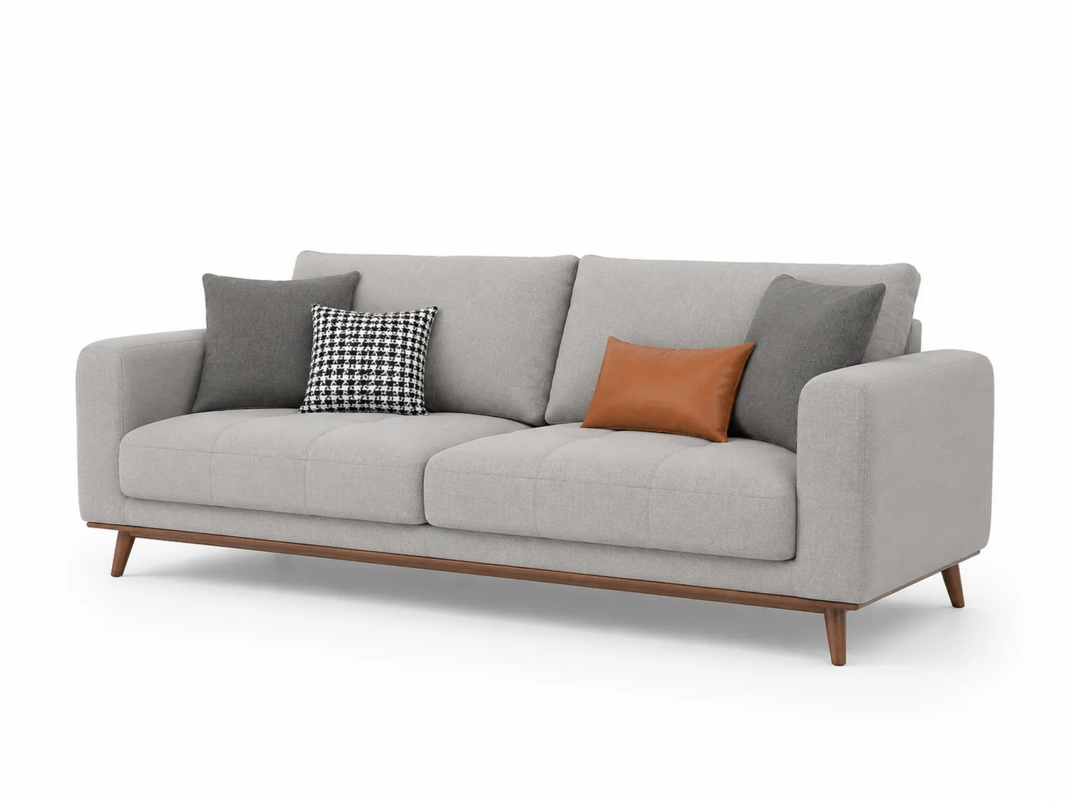 Sofa z tkaniny i drewnianymi elementami szara-Arzenorae