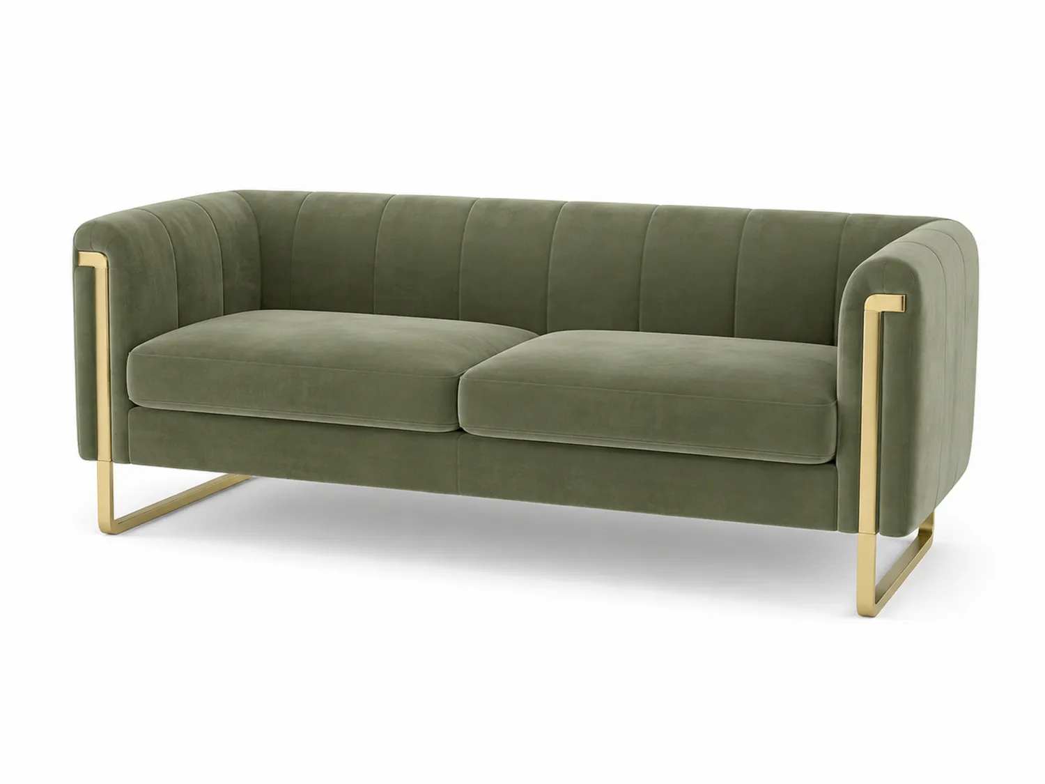 Sofa welurowa zielona z metalowymi nogami 200 cm-Arzenorae