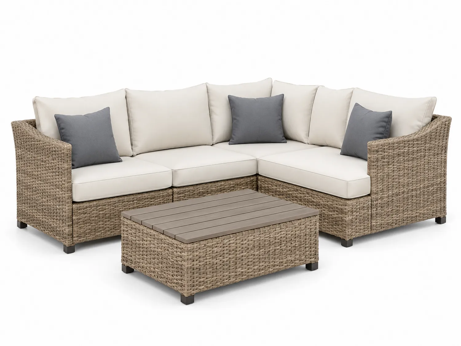 Zestaw Sofa Ogrodowa z Polirattanu Beżowy/Szary-Arzenorae