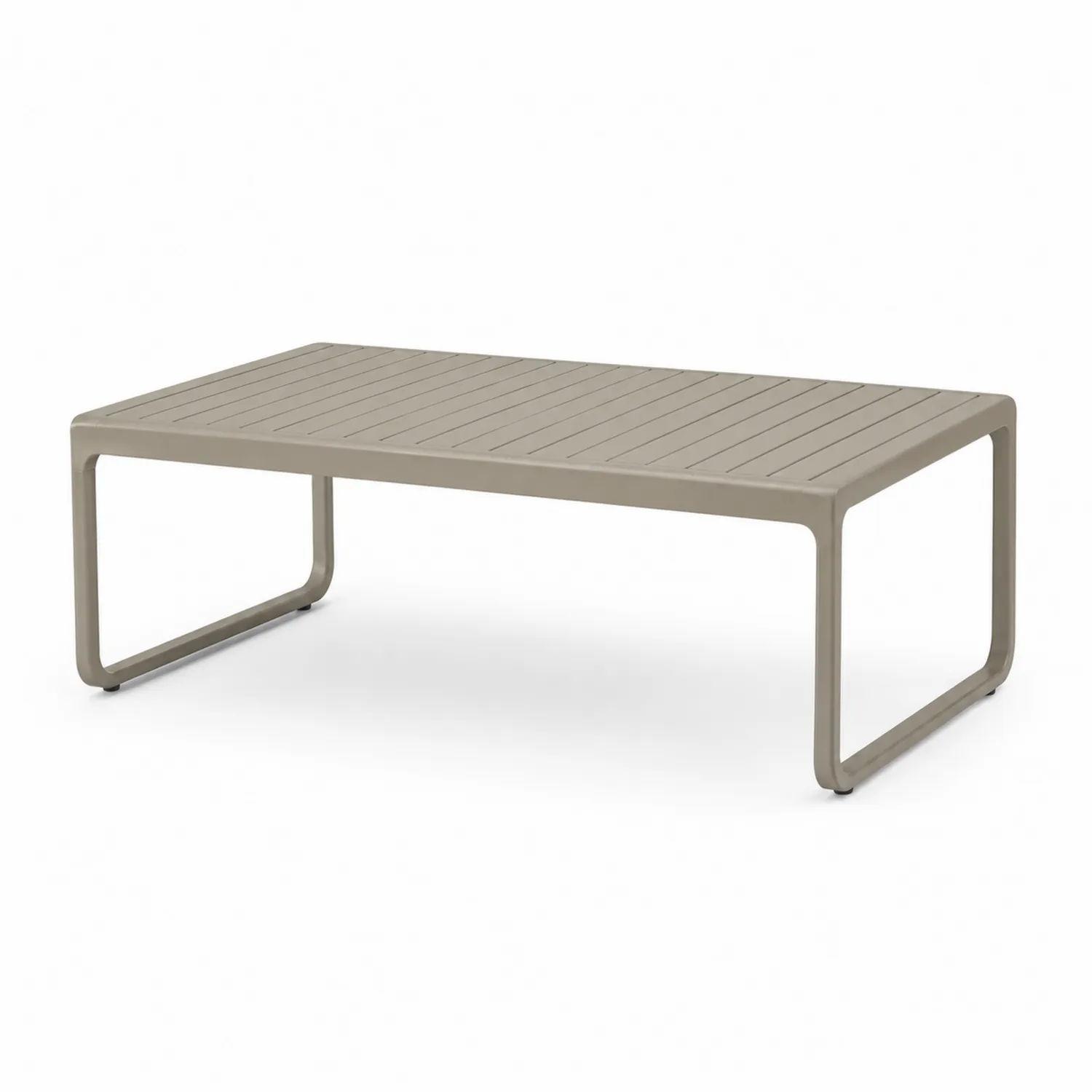 Beżowy stolik kawowy ogrodowy aluminiowy 120 cm-Arzenorae