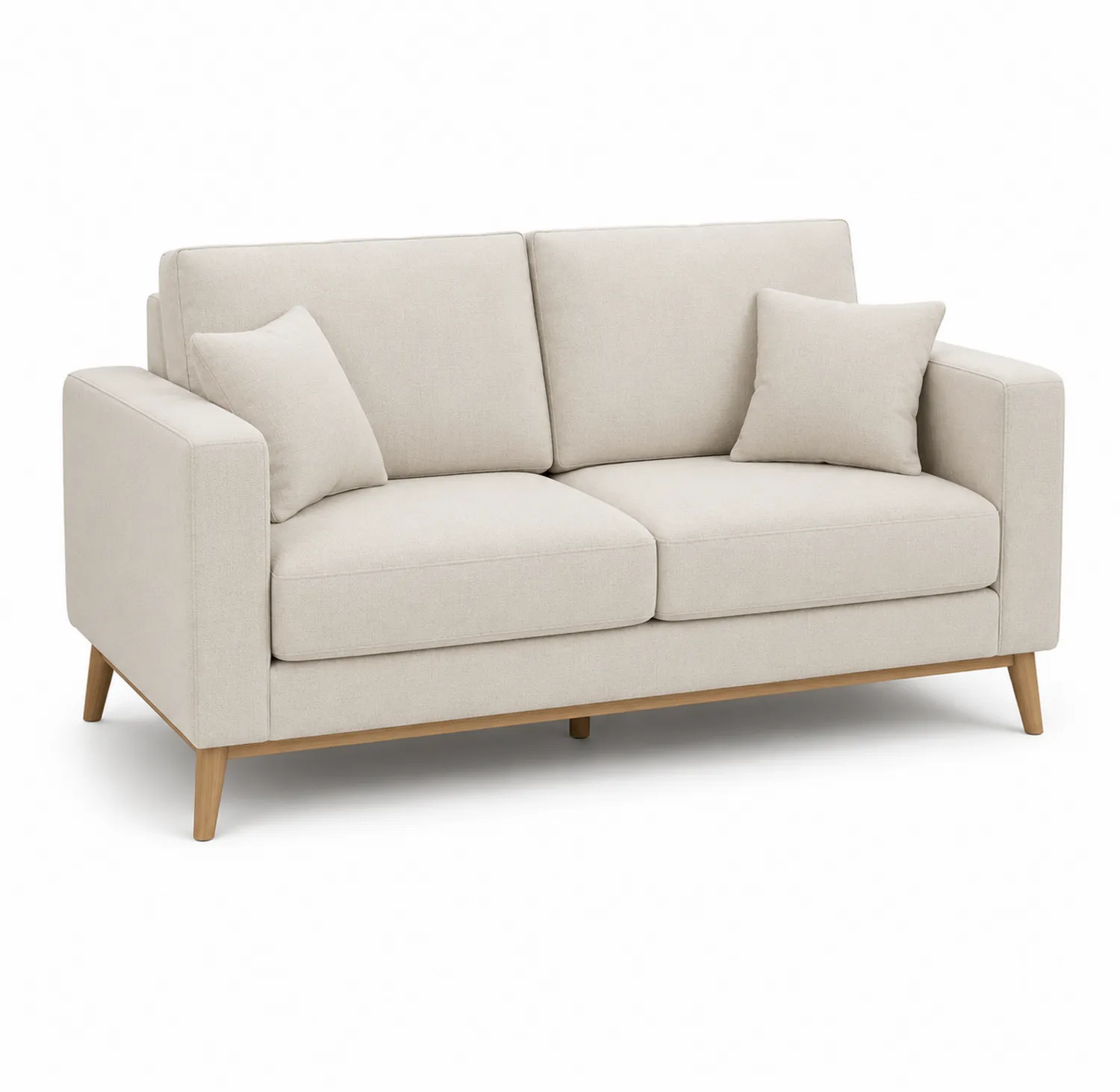 Dwuosobowa sofa z poliestru z dębowymi nogami 140x80x85 cm Beżowa-Arzenorae