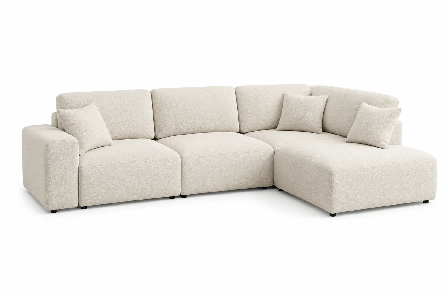 Narożna sofa modułowa z tkaniny poliestrowej jasnobeżowa-Arzenorae