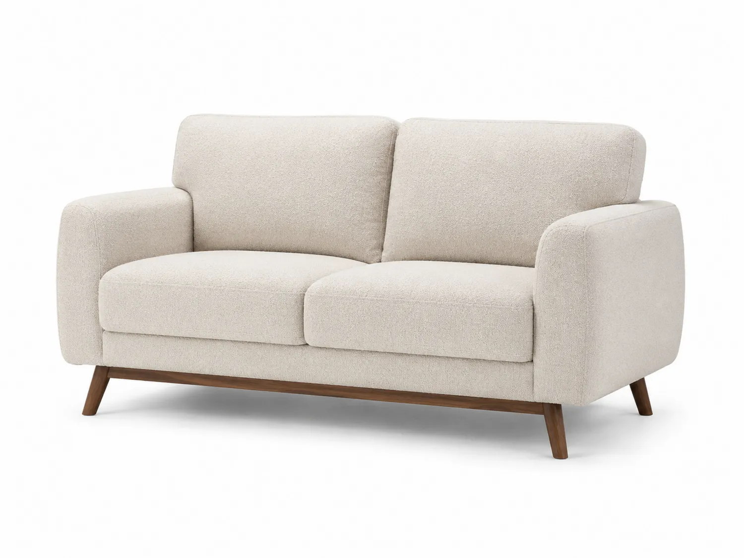 Sofa Dwuosobowa z Poliestru i Drewnianą Ramą Beżowa-Arzenorae