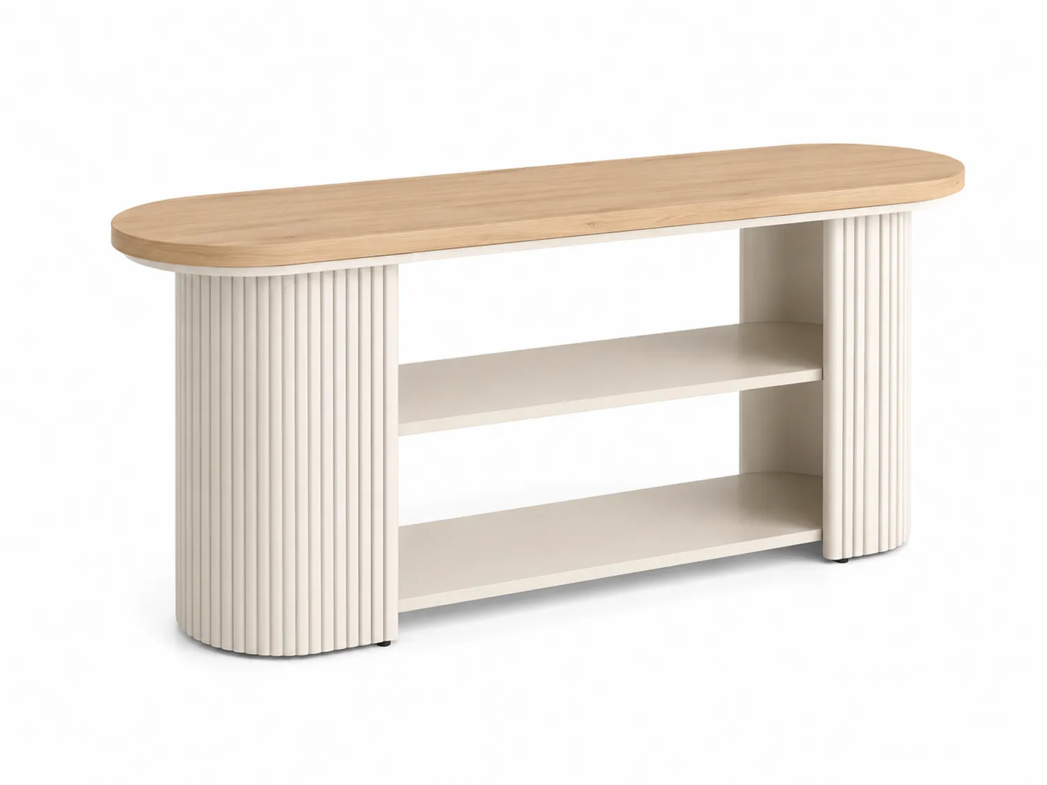 Konsoleta MDF i drewno, Biały/Dąb, 120 cm-Arzenorae