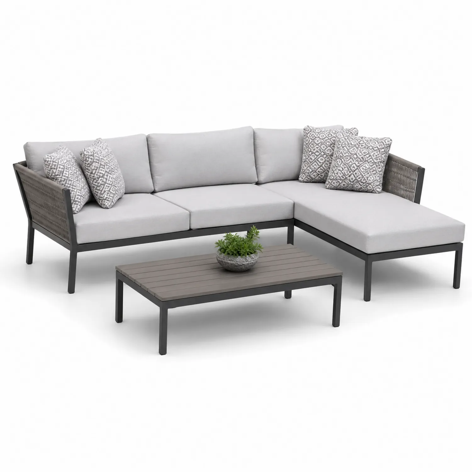 Zestaw mebli ogrodowych L sofa z aluminium i stołem-Arzenorae
