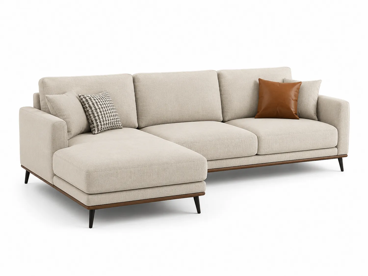 Narożna sofa z tkaniny poliestrowej, beżowa, 260x160x85 cm-Arzenorae