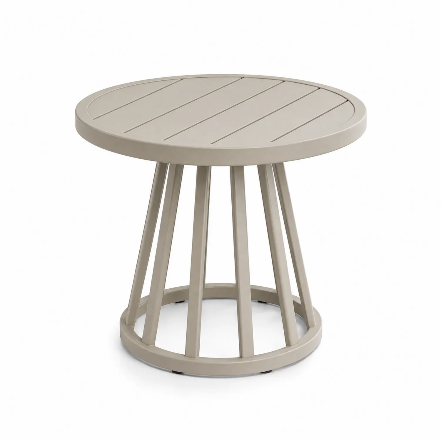 Stolik boczny z aluminium okrągły 50 cm Beżowy-Arzenorae