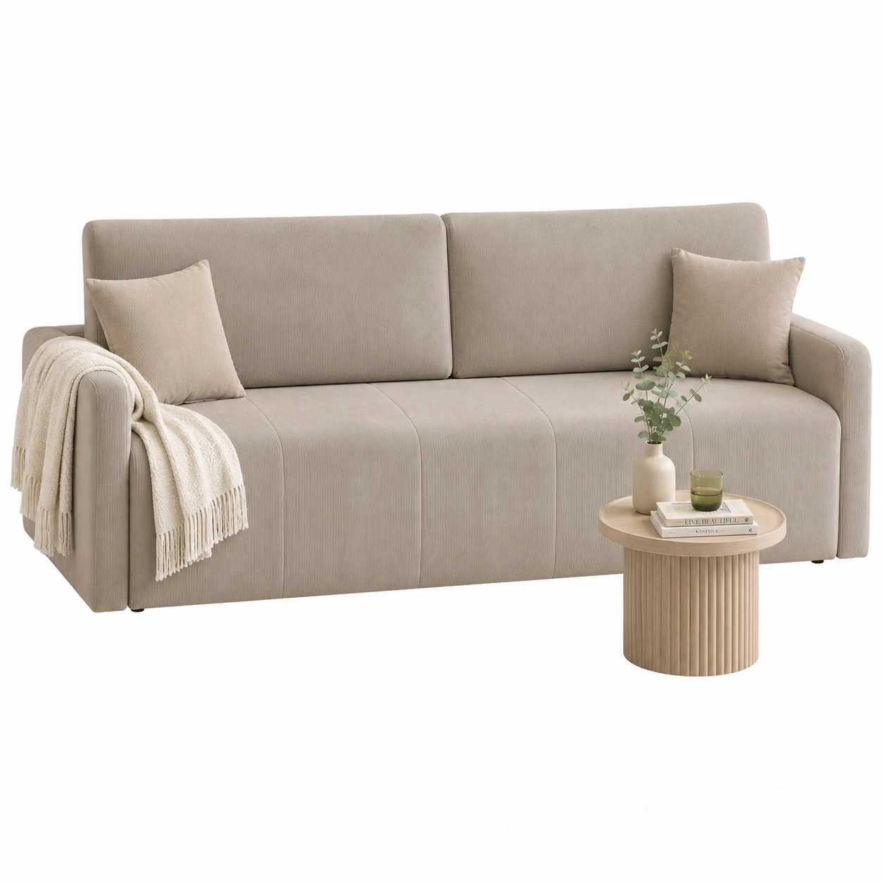 Sofa beige contemporaneo de lineas suaves-Novafurnis