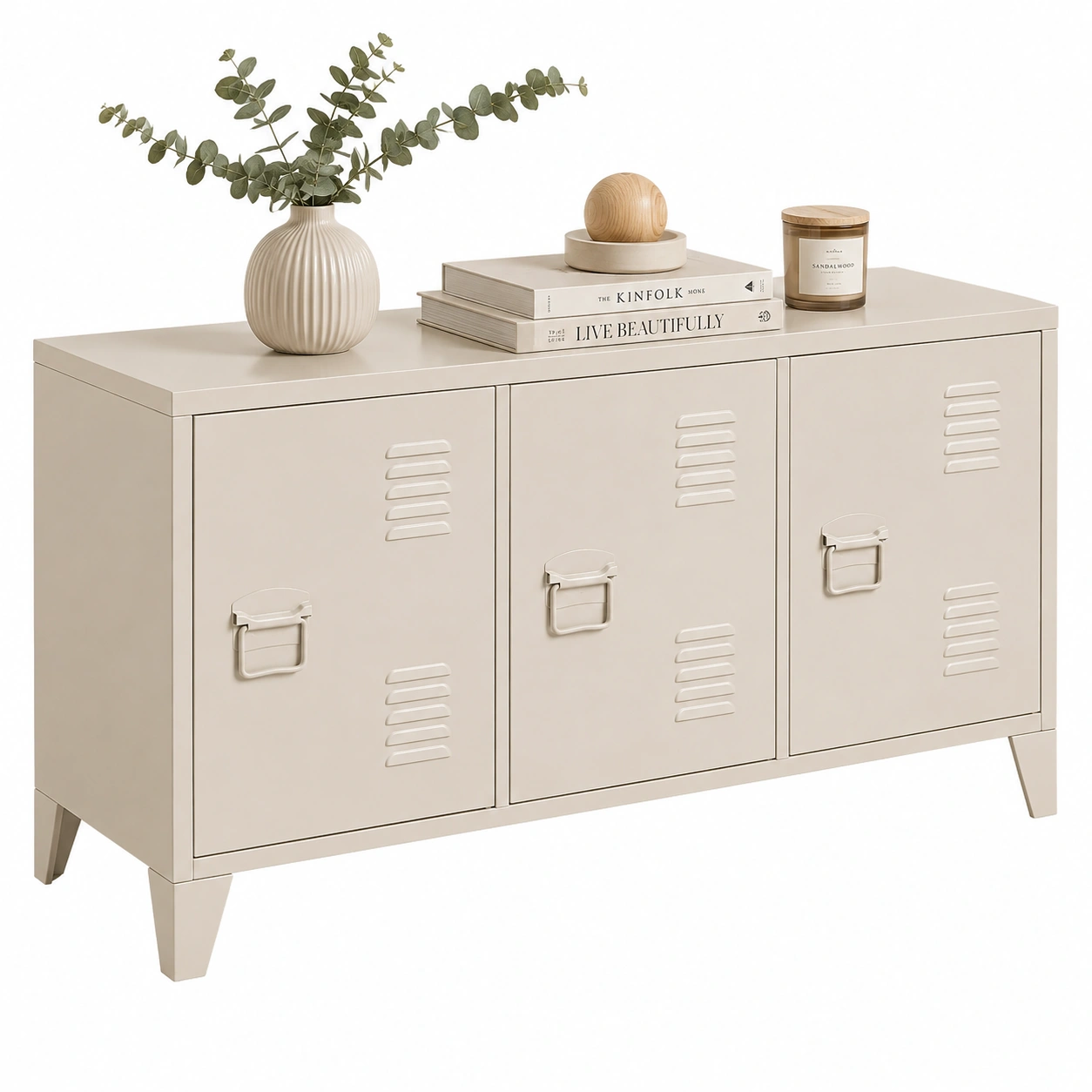 Aparador Minimalista Beige de Metal-Novafurnis