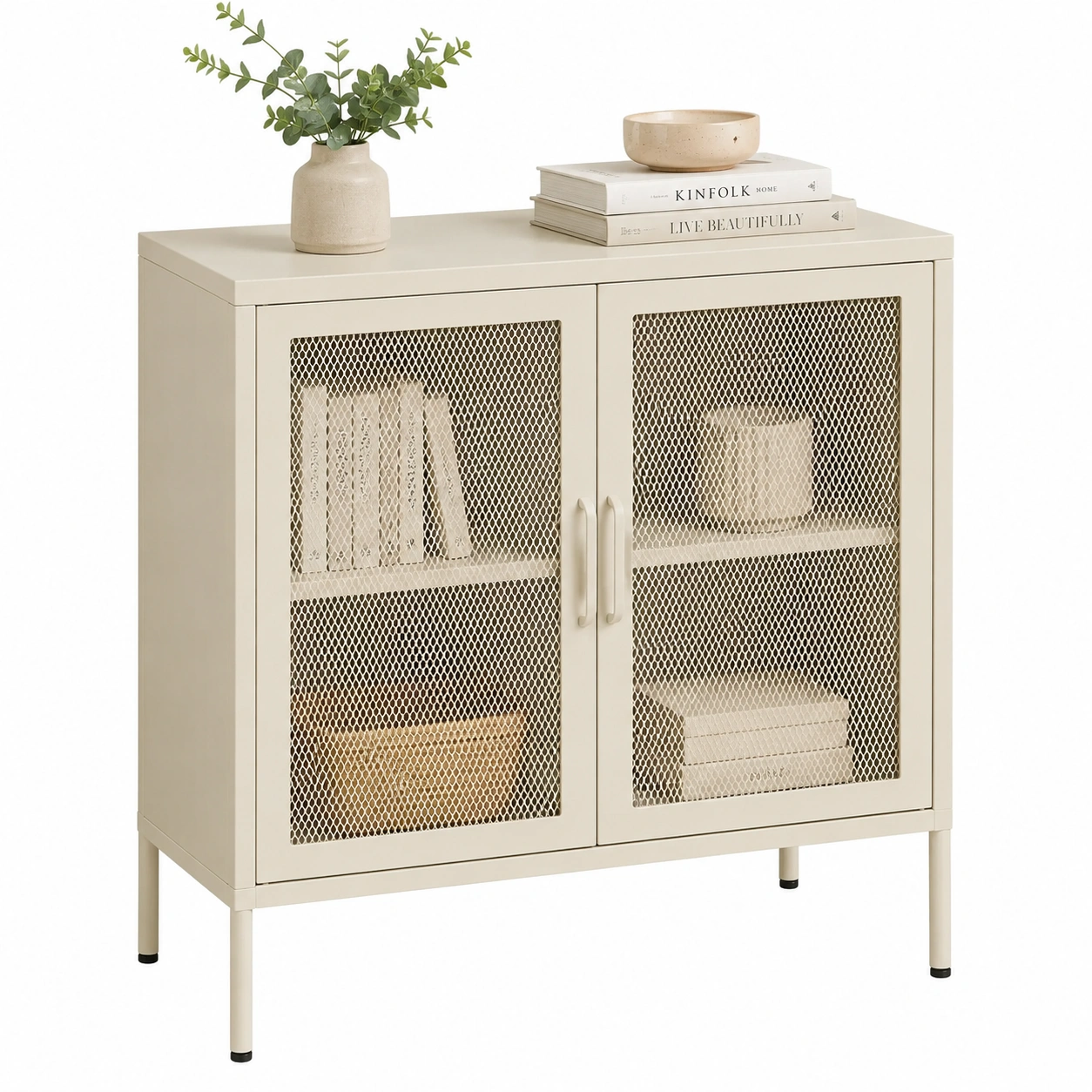 Aparador Metalico Minimalista Beige-Novafurnis