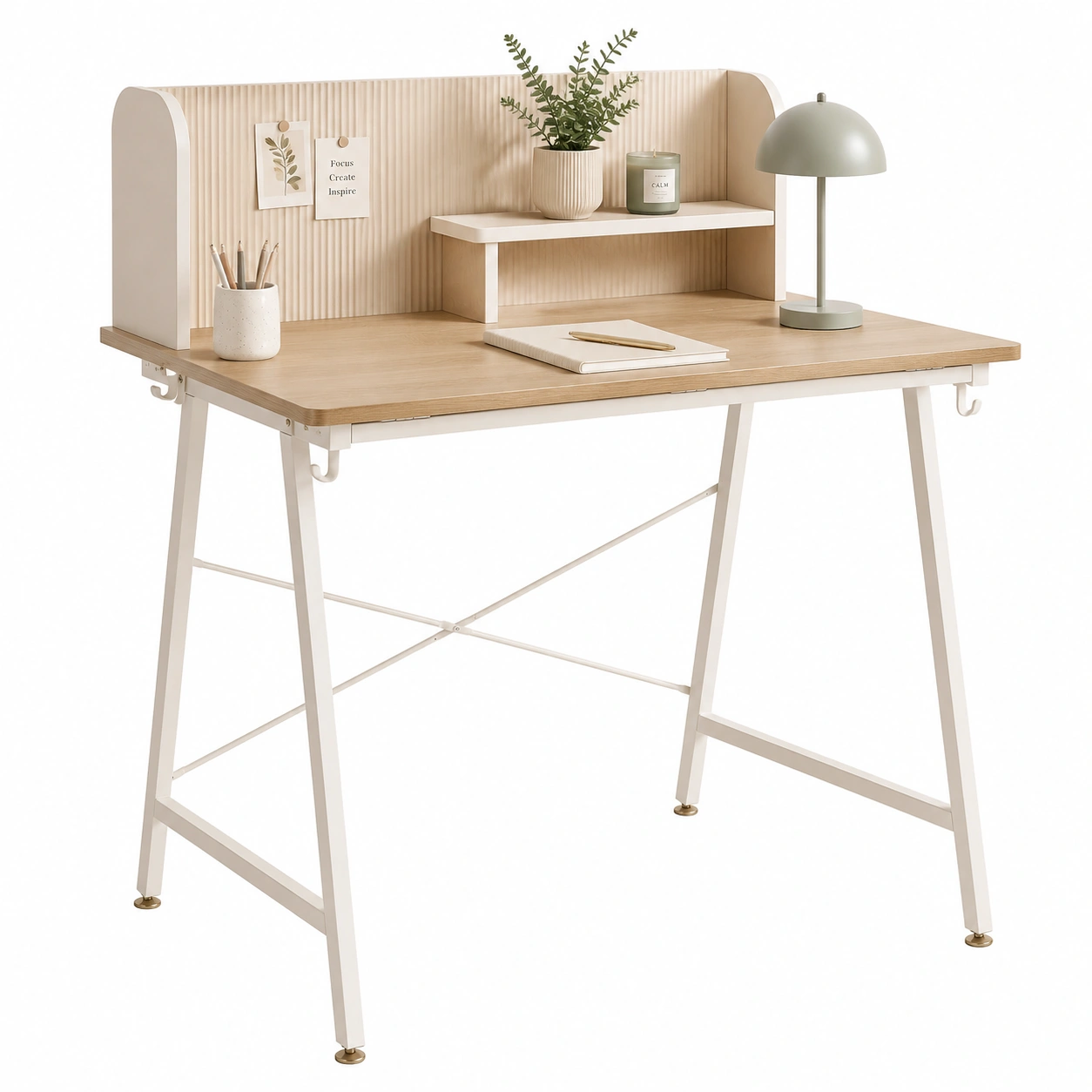 Escritorio plegable nordico con panel organizador-Novafurnis
