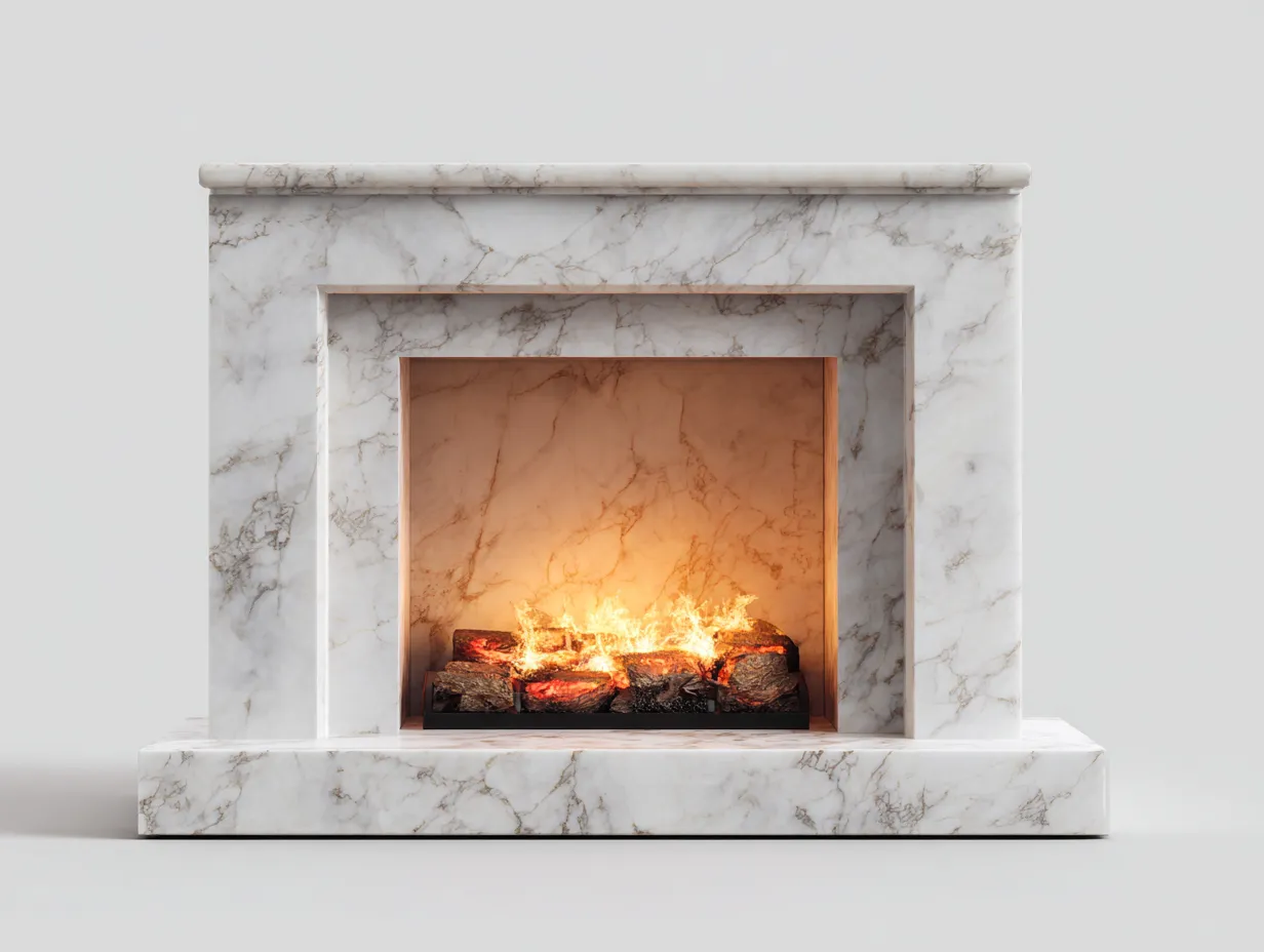Chimeneas eléctricas 120x30x95 cm blanco efecto mármol calefacción salón moderno-Milooabode