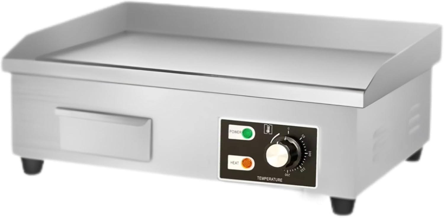 Plancha eléctrica profesional - 3000 W 55 x 35 cm - Acero inoxidable - Temperatura 50 a 300 C-Milooabode