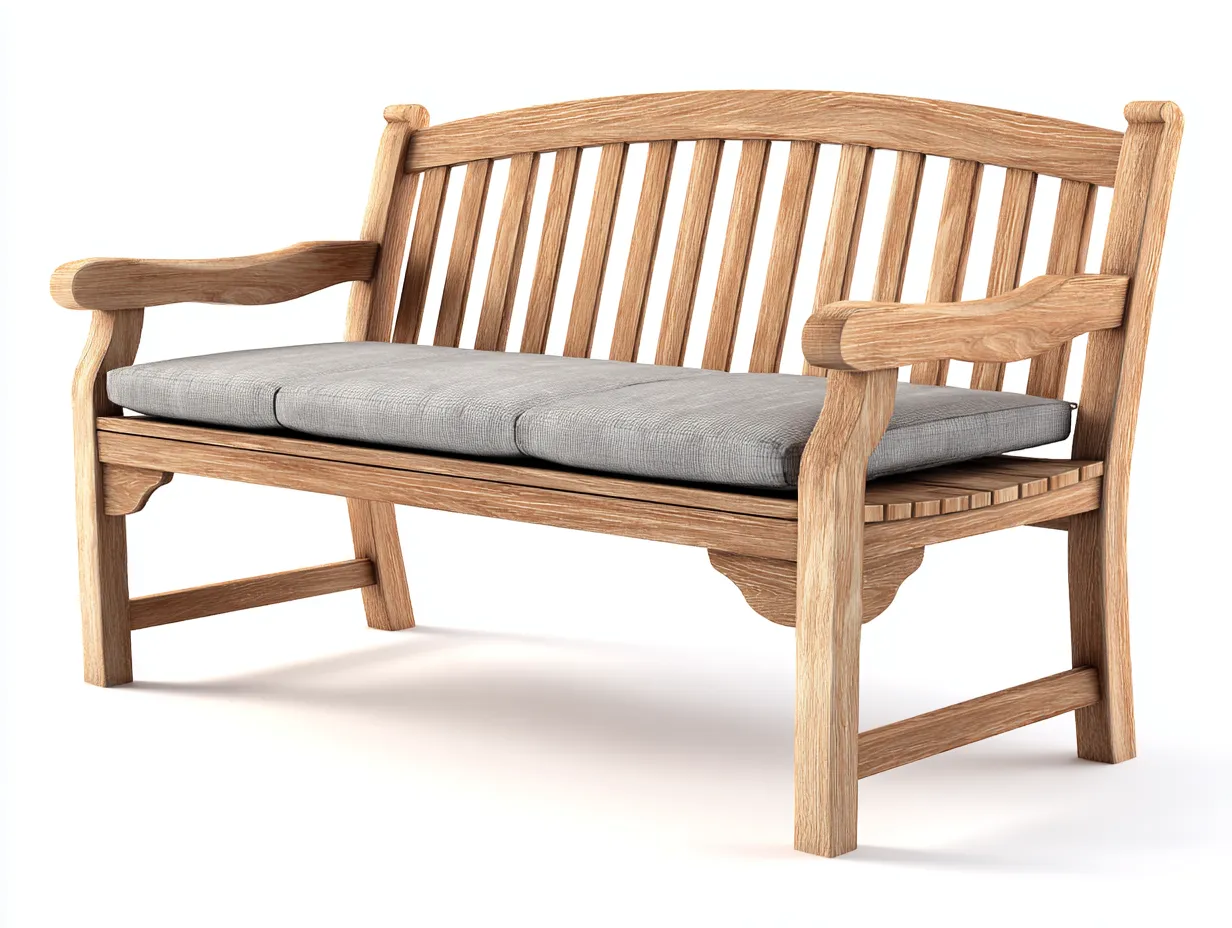 Bancos de jardín madera maciza con cojín 125x60x90 cm - color natural y gris - estilo moderno-Milooabode