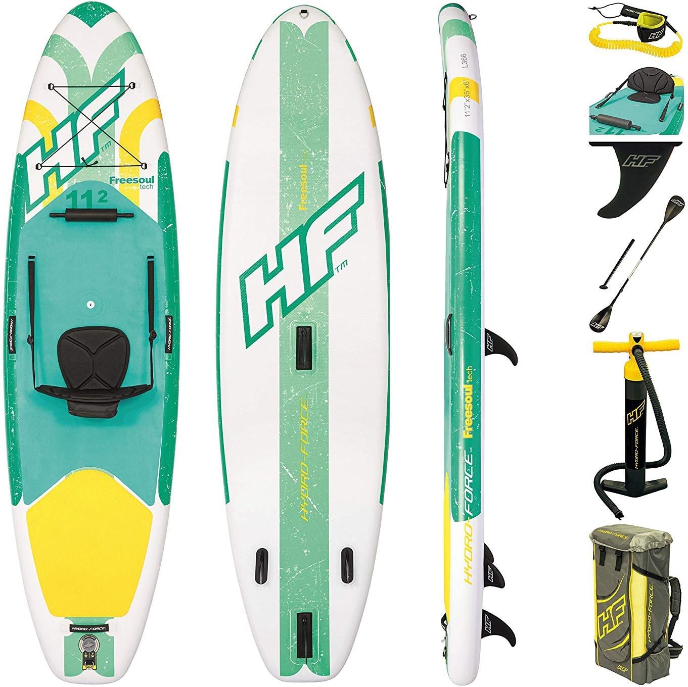 Bestway Hydro Force Freesoul Tech 65310 - Tabla paddle surf 340 cm - Asiento remo bomba bolsa - 160 kg-Milooabode