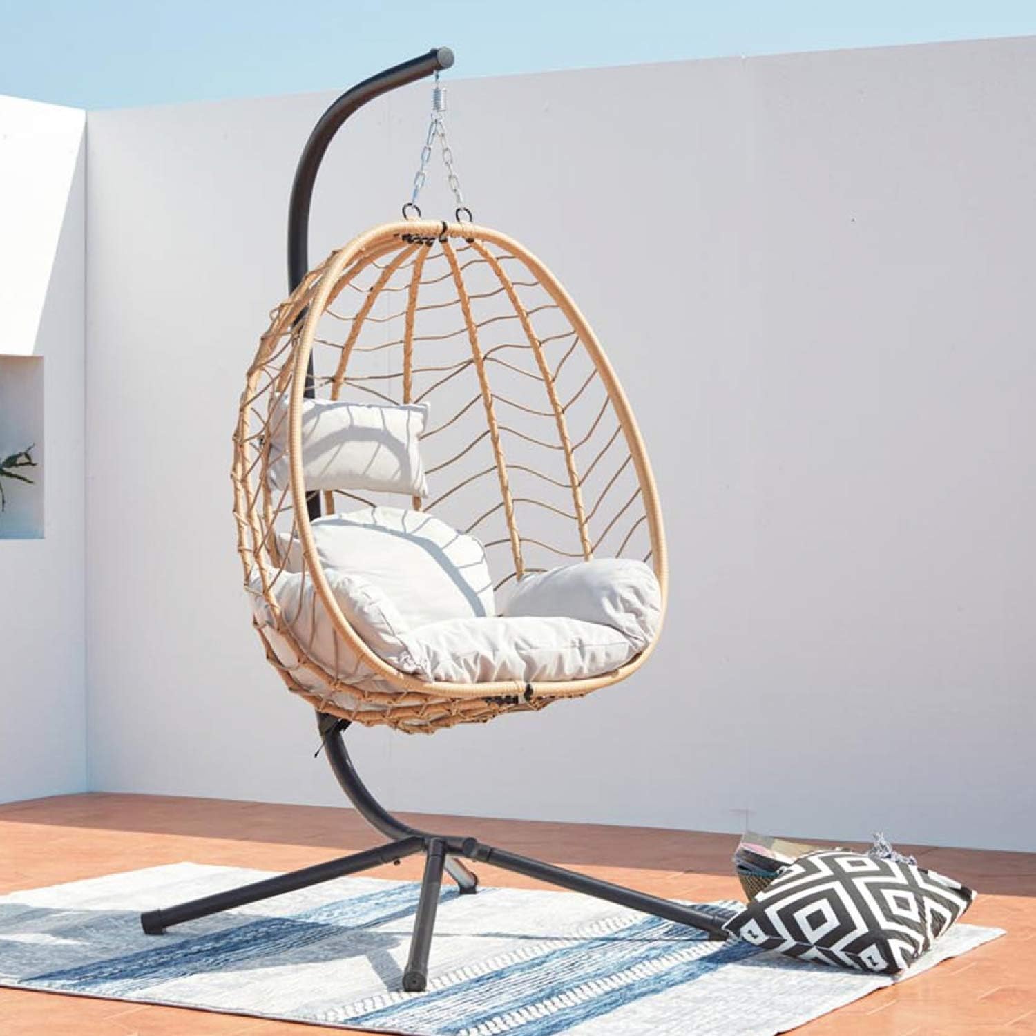 Concept Usine Lima silla colgante - Resina beige con estructura de acero - Cojín extraíble - Soporta 160 kg-Milooabode