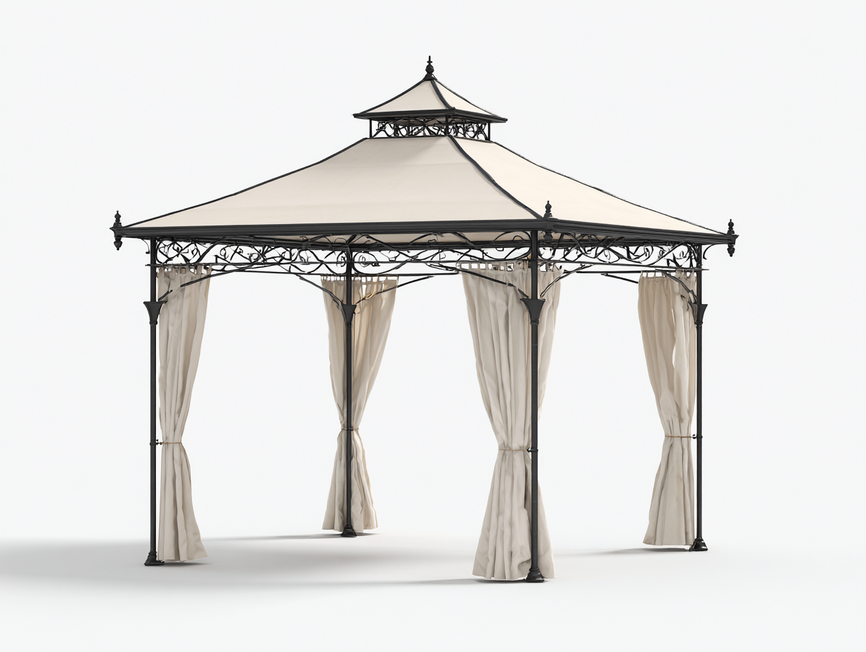 Pérgola de jardín acero tela 300x300x260 cm beige exterior elegante diseño clásico-Milooabode