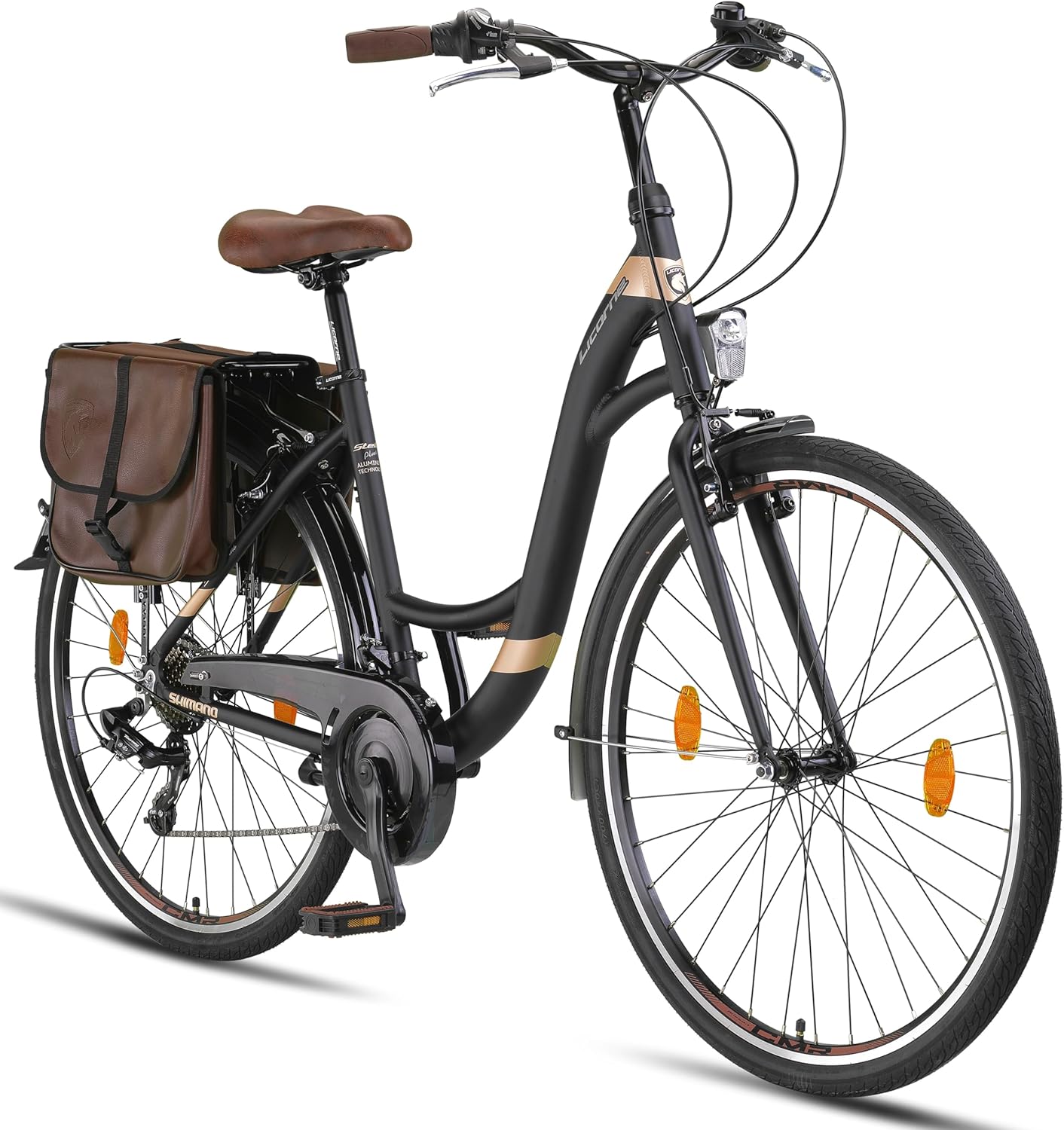 Licorne Bike Stella Plus - Bicicleta urbana holandesa - 28 pulgadas aluminio 21 velocidades - Negro-Milooabode