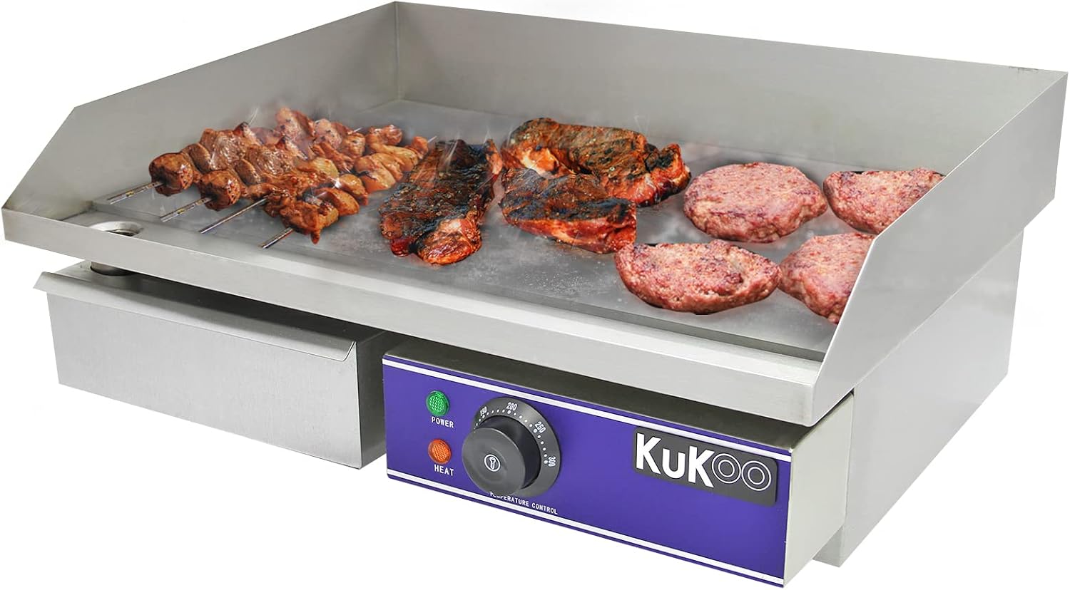 Plancha profesional eléctrica - Acero inoxidable 50 cm - Termostato ajustable cajón grasa - Plata-Milooabode