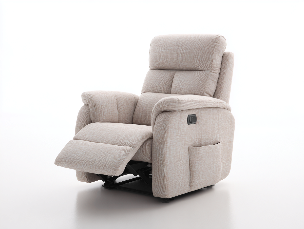 Sillones reclinables tapizado tela 92x100x105 cm color beige uso salón estilo moderno reclinable manual-Milooabode