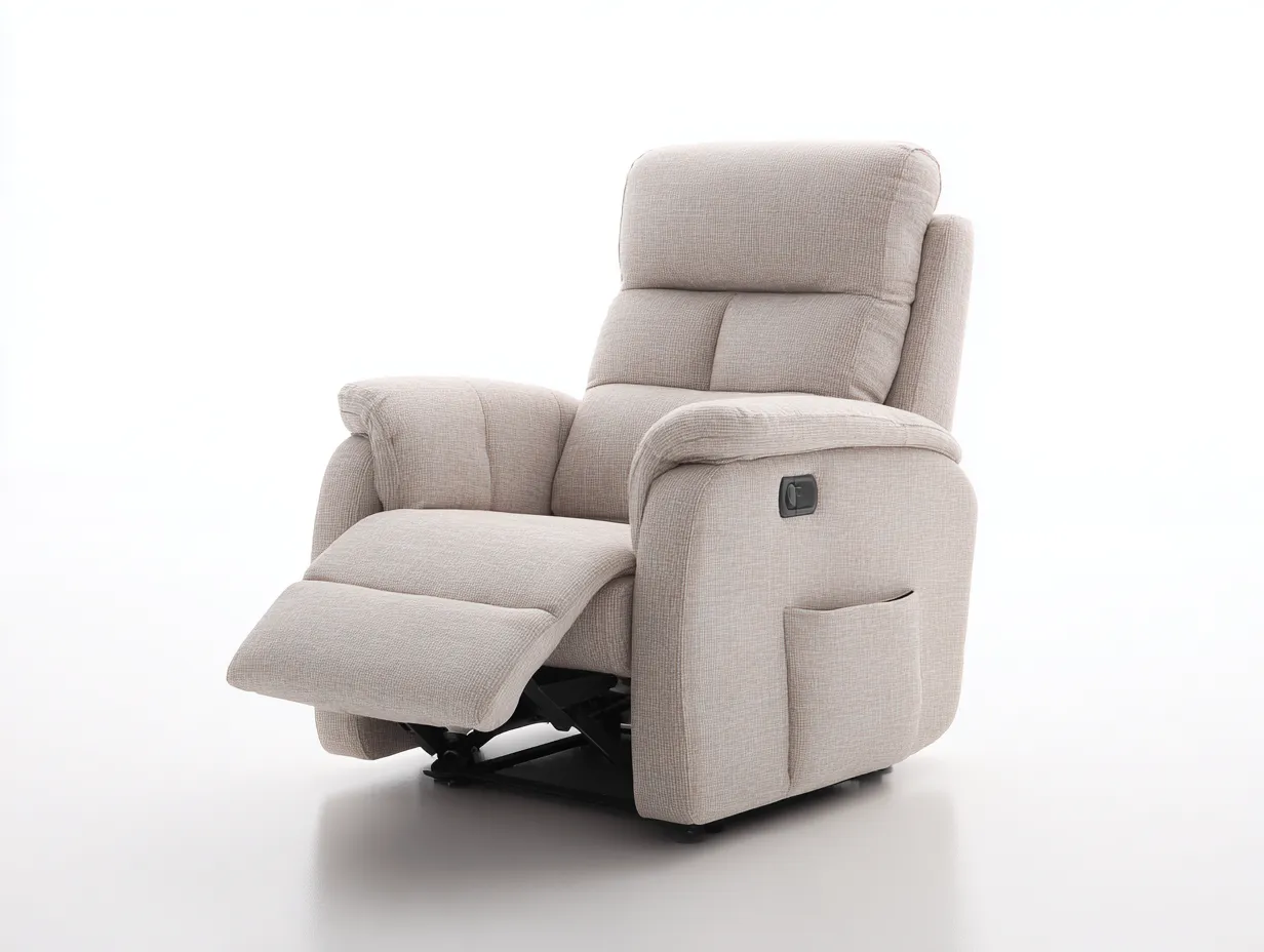 Sillones reclinables tapizado tela 92x100x105 cm color beige uso salón estilo moderno reclinable manual-Milooabode