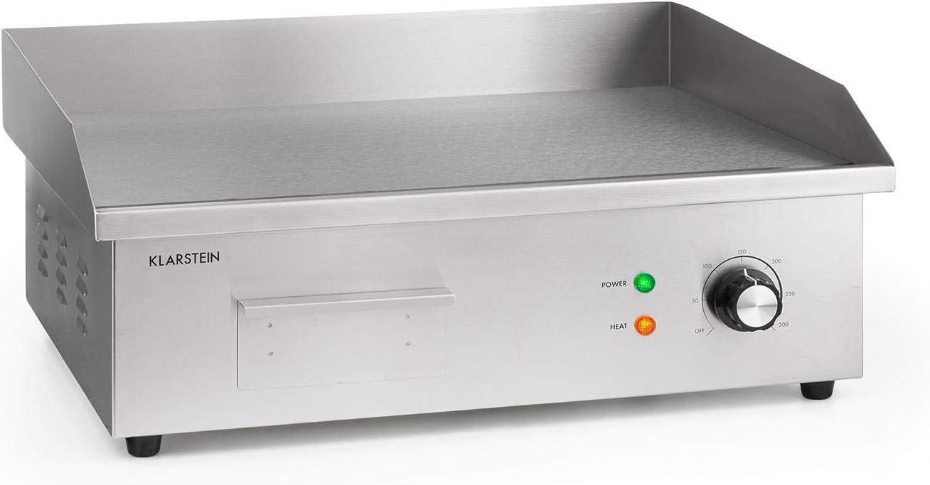 Klarstein plancha eléctrica profesional - 3000 W acero - 54,5 x 35 cm - Bandeja grasa antisalpicaduras-Milooabode