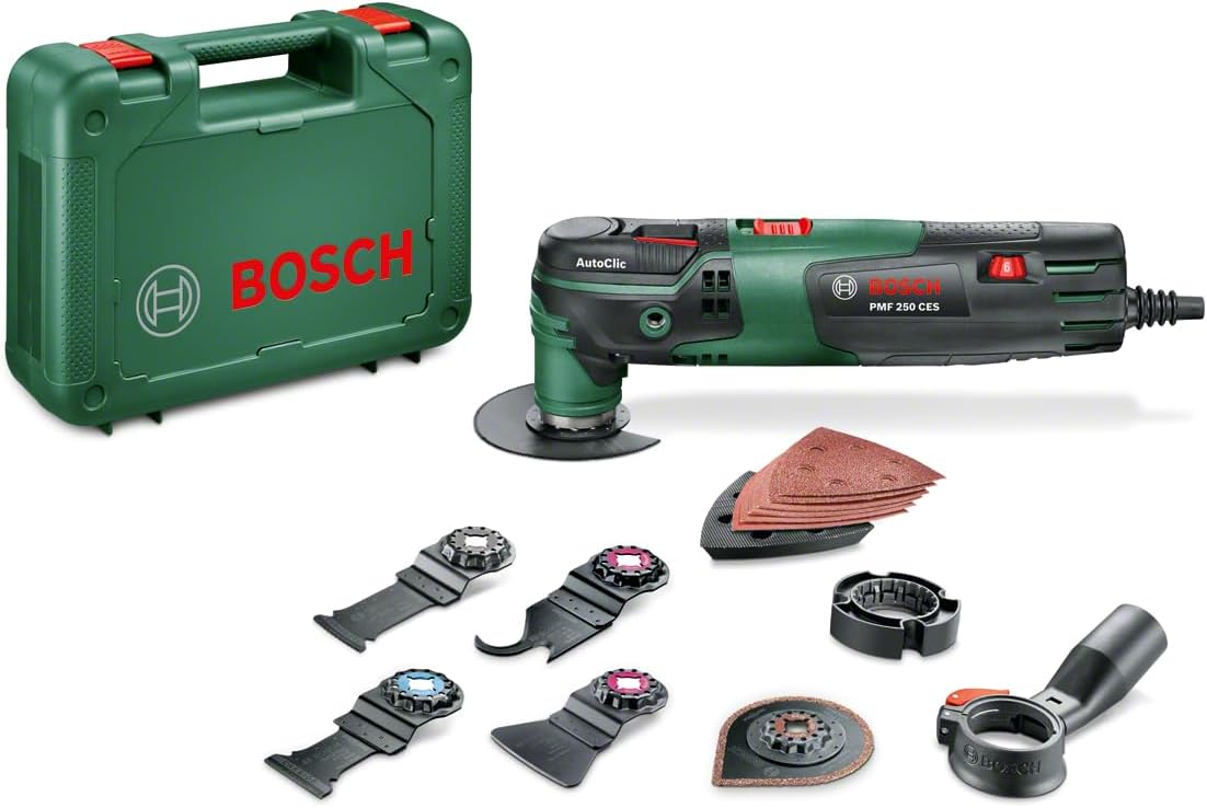 Bosch PMF 250 CES herramienta multifuncional - 250 W con cable 230 V - Starlock y maletín - Corte lijado pulido-Milooabode