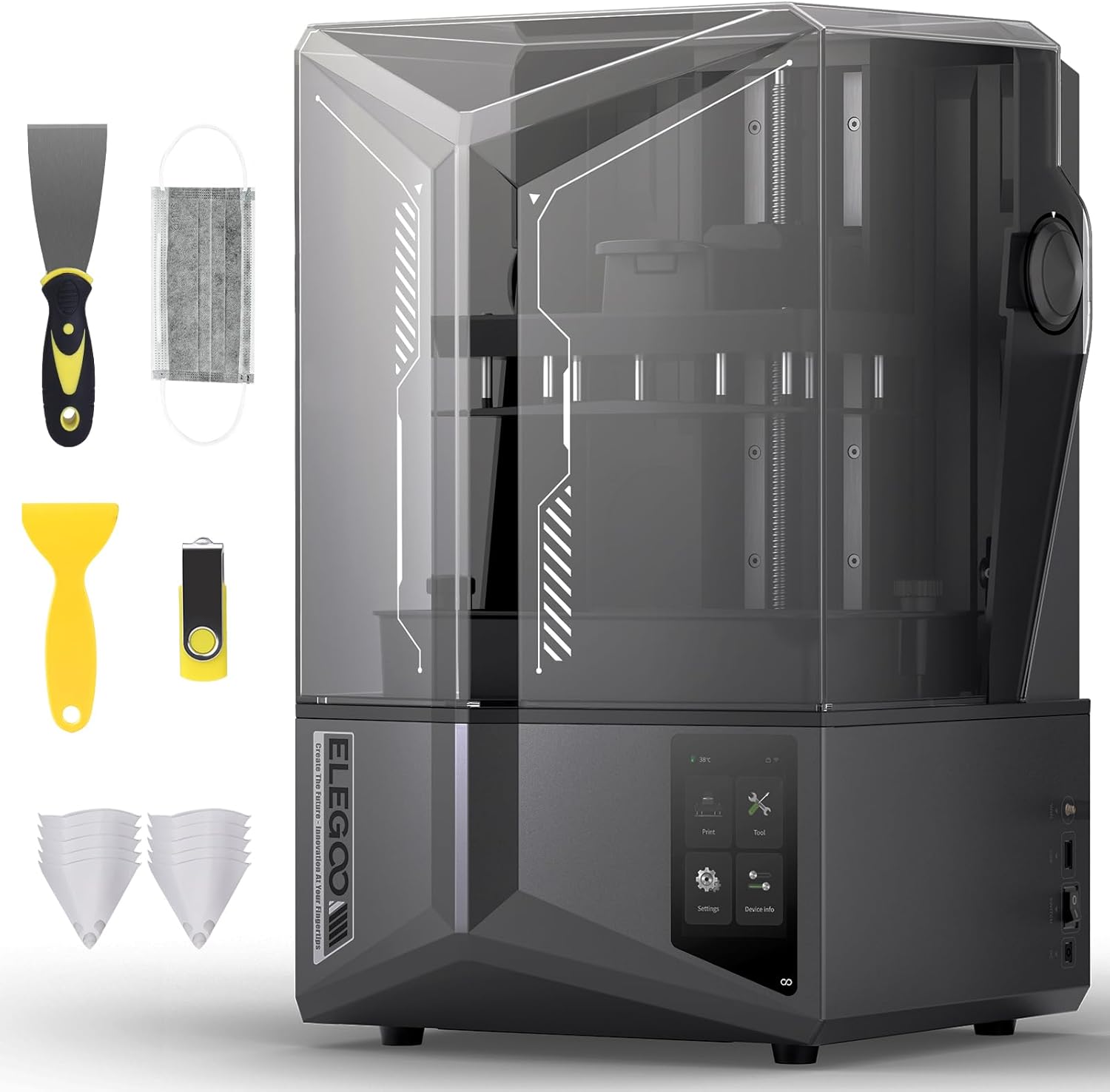 ELEGOO Saturn 4 Ultra impresora 3D resina - MSLA con monitoreo AI - Control remoto - 218,88 x 122,88 x 220 mm-Milooabode