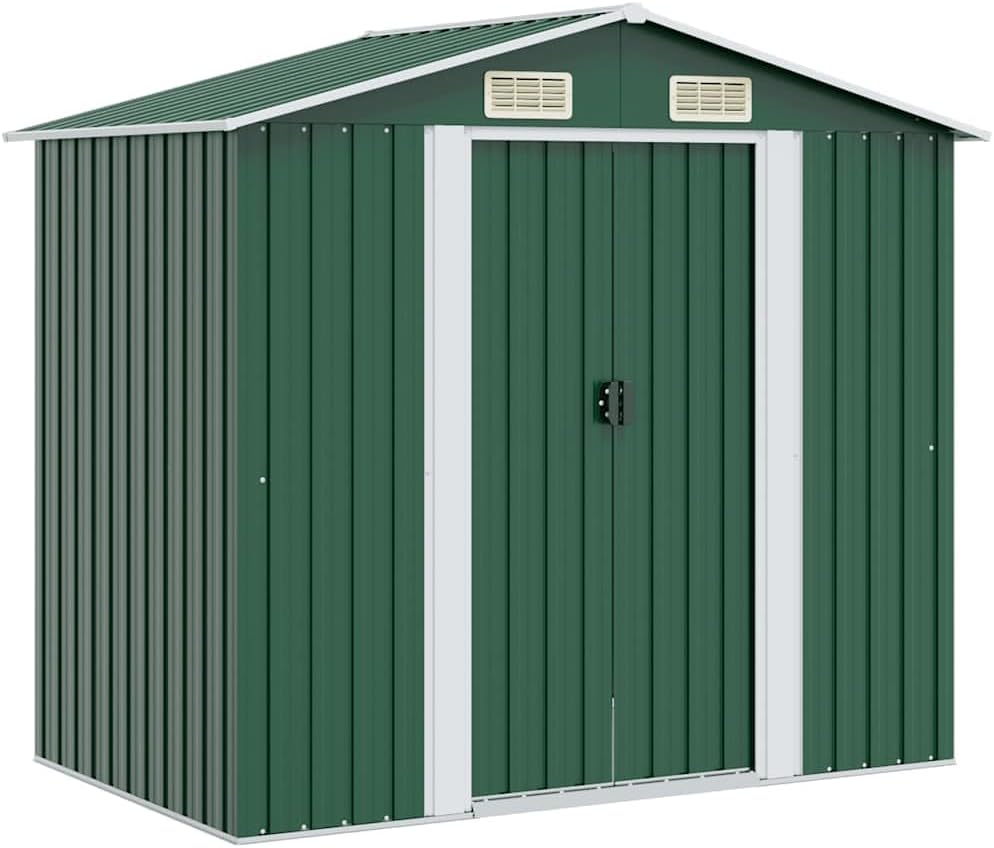 vidaXL caseta de jardín - Acero aleado 204 x 132 x 186 cm - Cobertizo verde impermeable - Almacenaje exterior-Milooabode