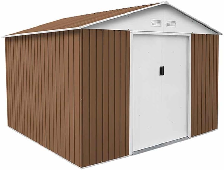 GARDIUN KIS12863 caseta metálica - Acero galvanizado 241 x 321 x 205 cm - Bristol 7,74 m2 - Marrón-Milooabode
