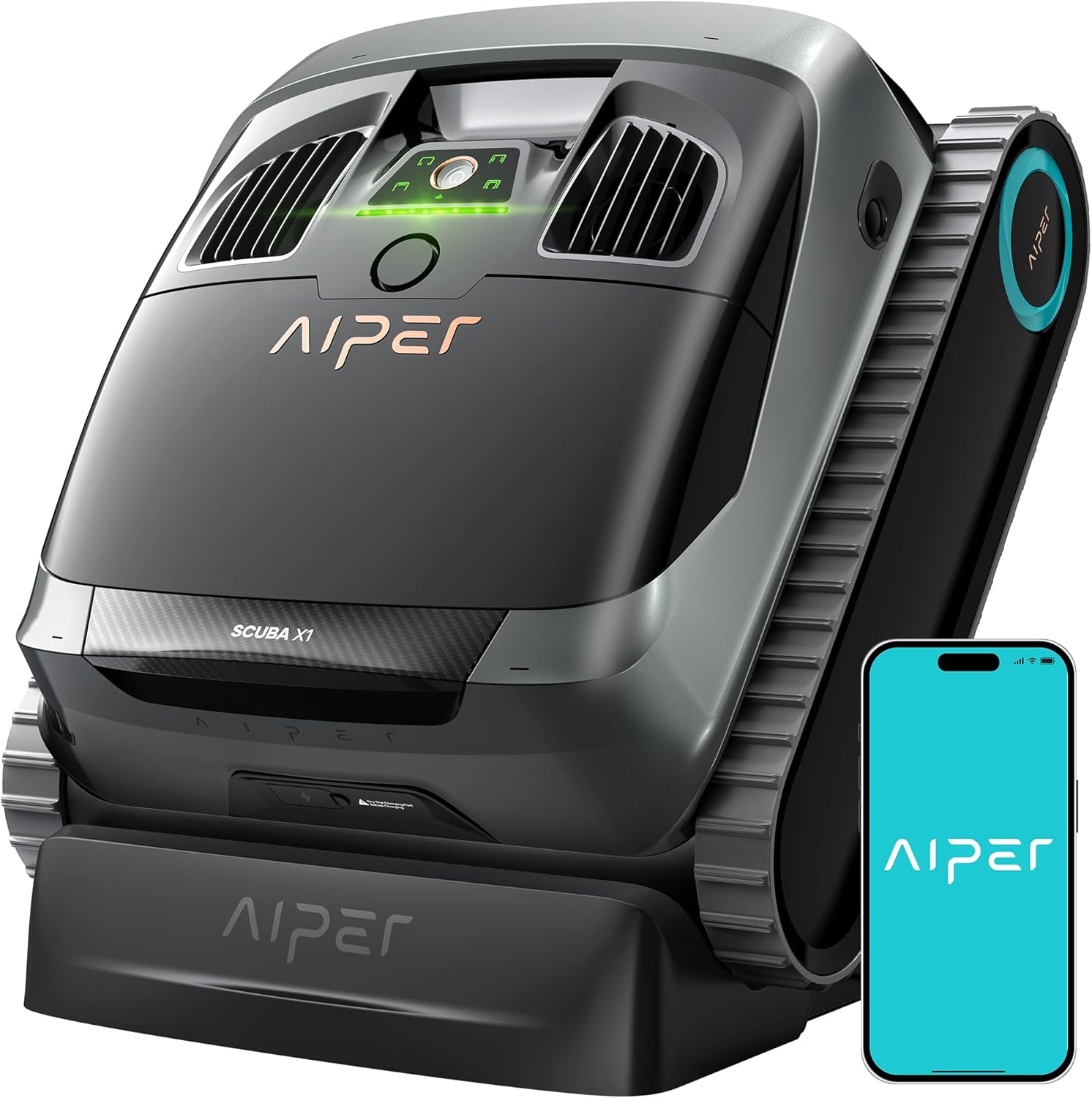 AIPER Scuba X1 ES - Robot piscina succión 6600 GPH - Doble chorro - Filtración multicapa 200 m2-Milooabode