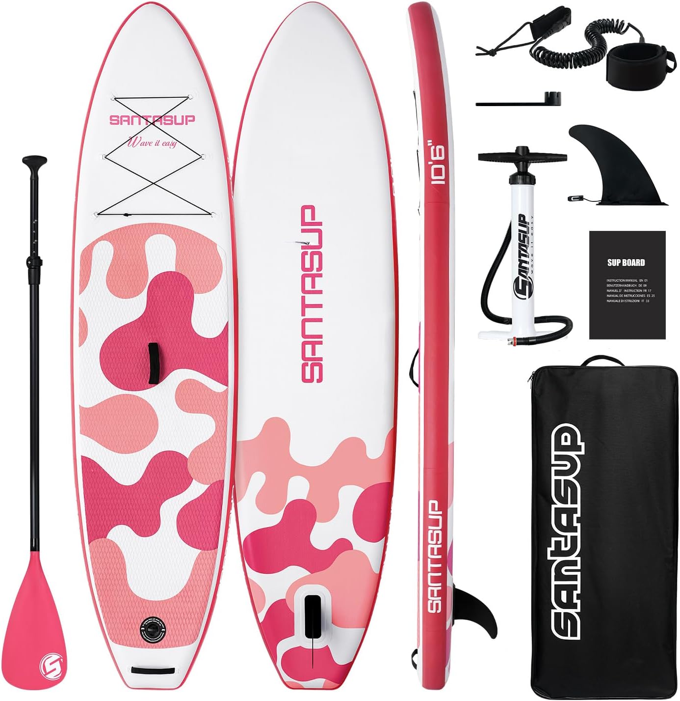 Tabla remo inflable coral pink - 320 cm para adultos jóvenes - PVC 15 cm - Accesorios primera calidad-Milooabode