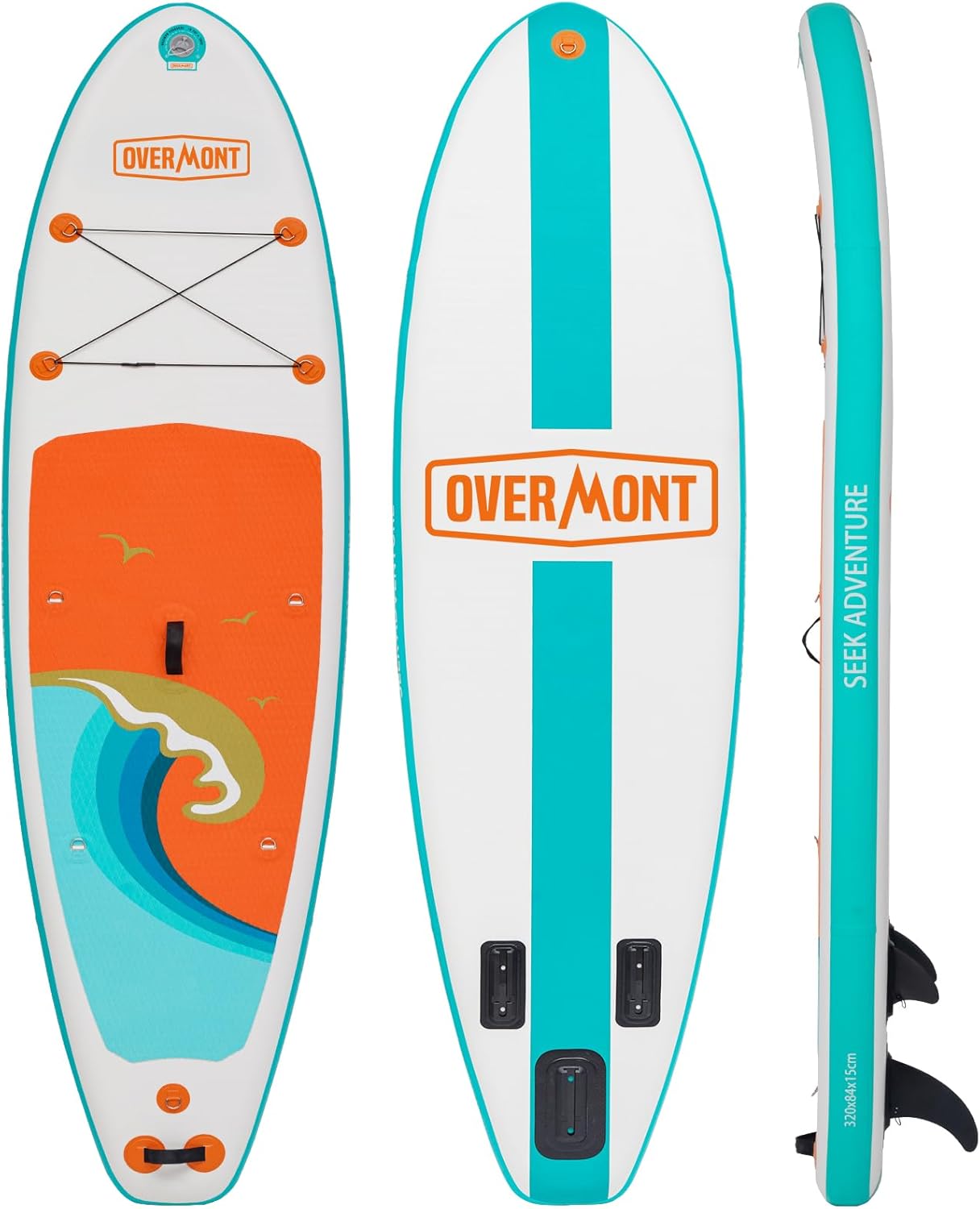Overmont tabla paddle surf hinchable - 323 cm amarilla - PVC 15 cm - Remo bomba mochila impermeable-Milooabode
