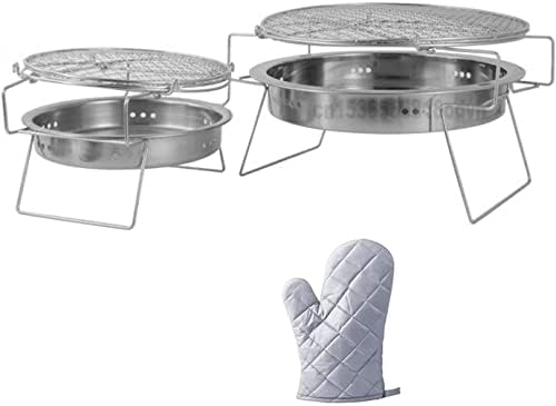 SYW315 DXX L65168 1 - Parrilla carbón redonda - Acero inoxidable plegable - Camping uso doméstico-Milooabode