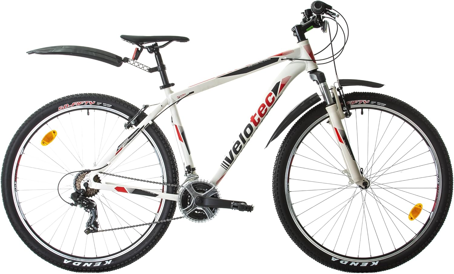 Probike PRO Shimano - Bicicleta de montaña 27,5 pulgadas - 21 velocidades acero aleado - Blanco rojo-Milooabode