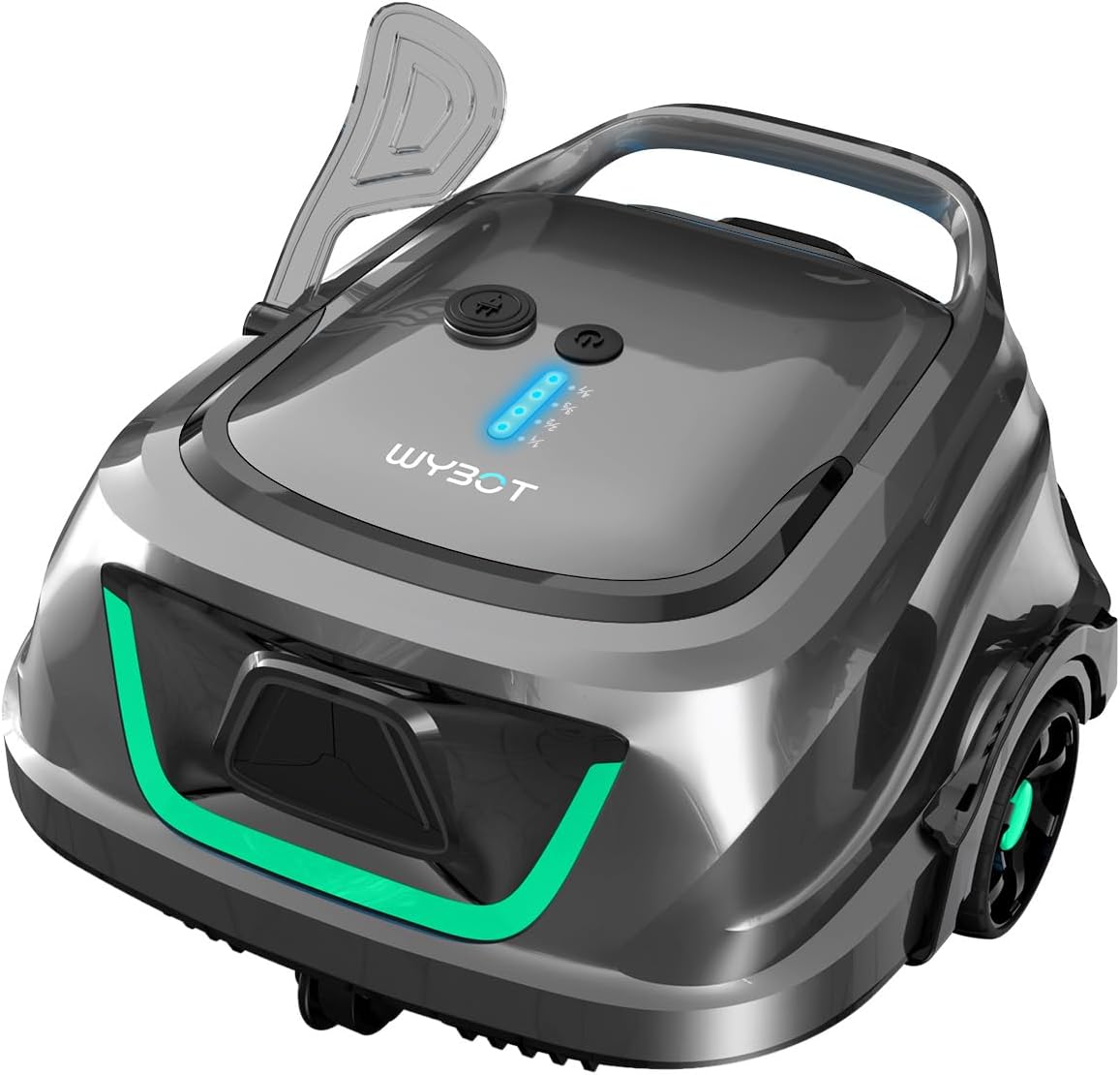 WYBOT A1 - Robot limpiafondos piscina turboalimentado - Doble filtración 100 m2 y 120 min - Negro mate verde-Milooabode