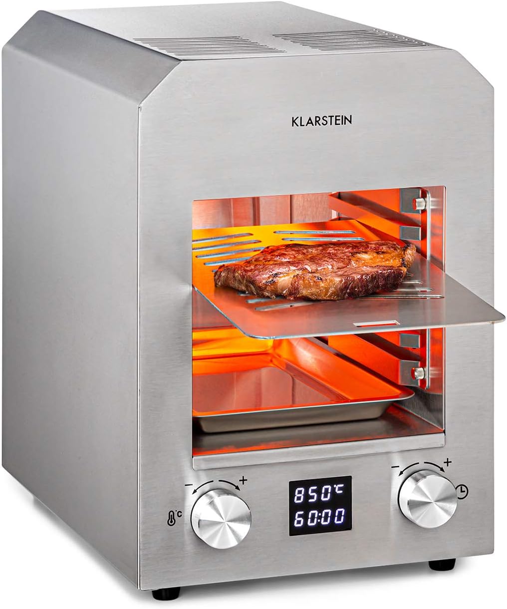 Klarstein Hannibal - Parrilla eléctrica infrarrojos 2200 W - 30 L acero inoxidable - 200 a 850 C-Milooabode