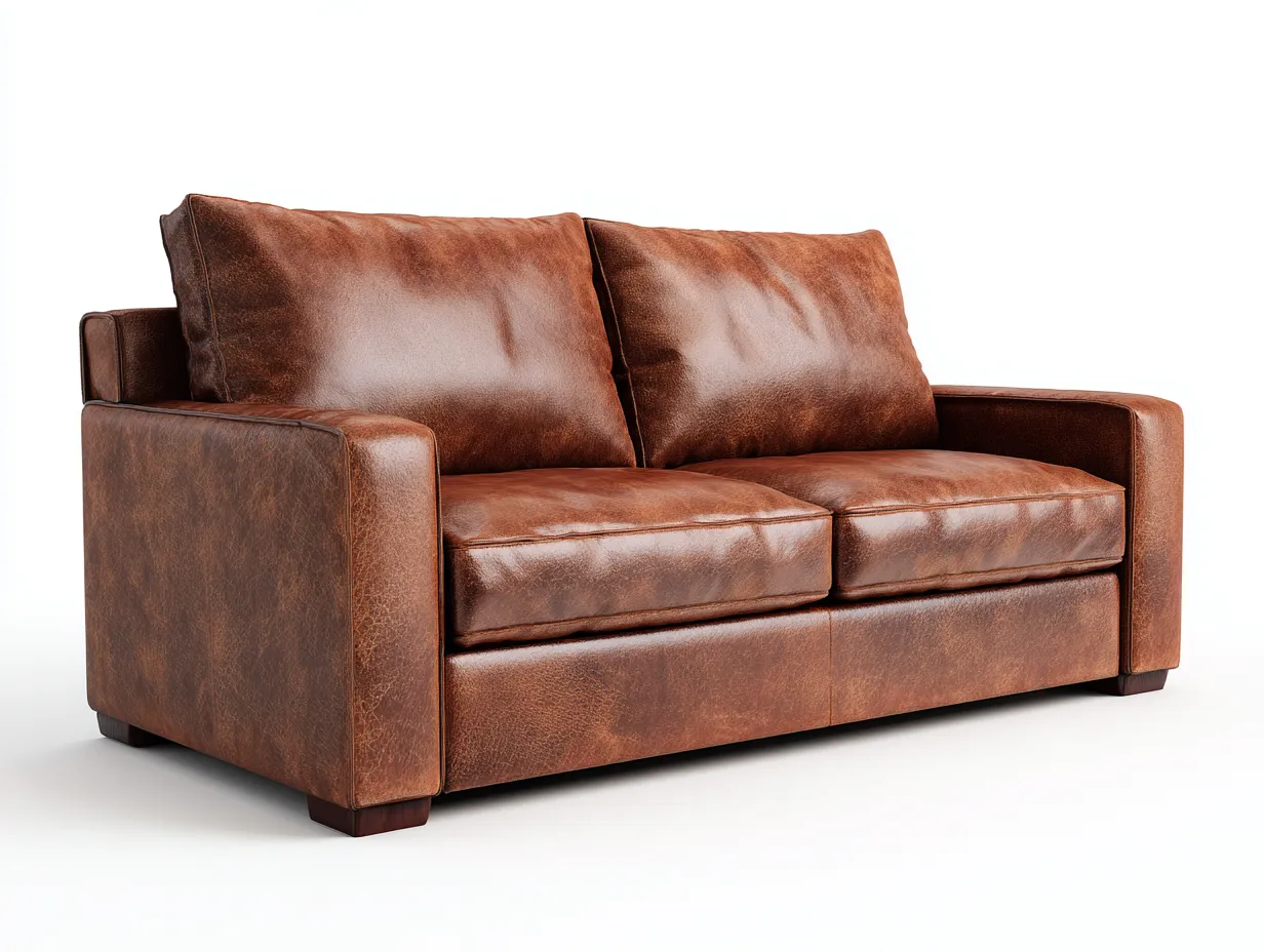 Sofás lineales tapizados 190x90x85 cm - marrón - efecto piel - diseño clásico-Milooabode