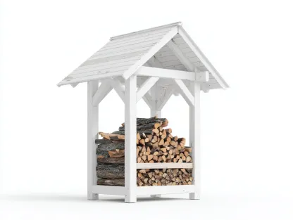 Leñero de jardín madera 120x50x150 cm blanco para exterior - diseño moderno-Milooabode