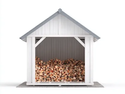 Leñero de jardín madera 160x70x140 cm blanco con techo inclinado - diseño abierto para almacenamiento de leña exterior-Milooabode