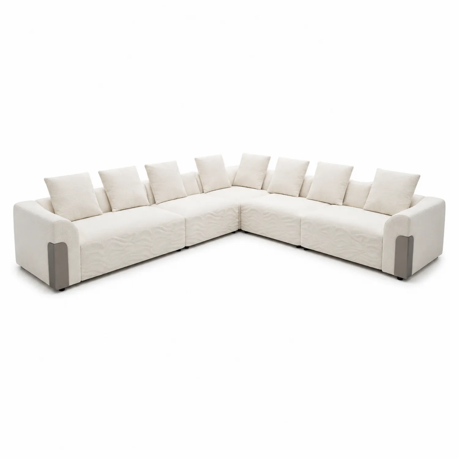 Ecksofa Holzrahmen und Polyester Weiß-norlontin